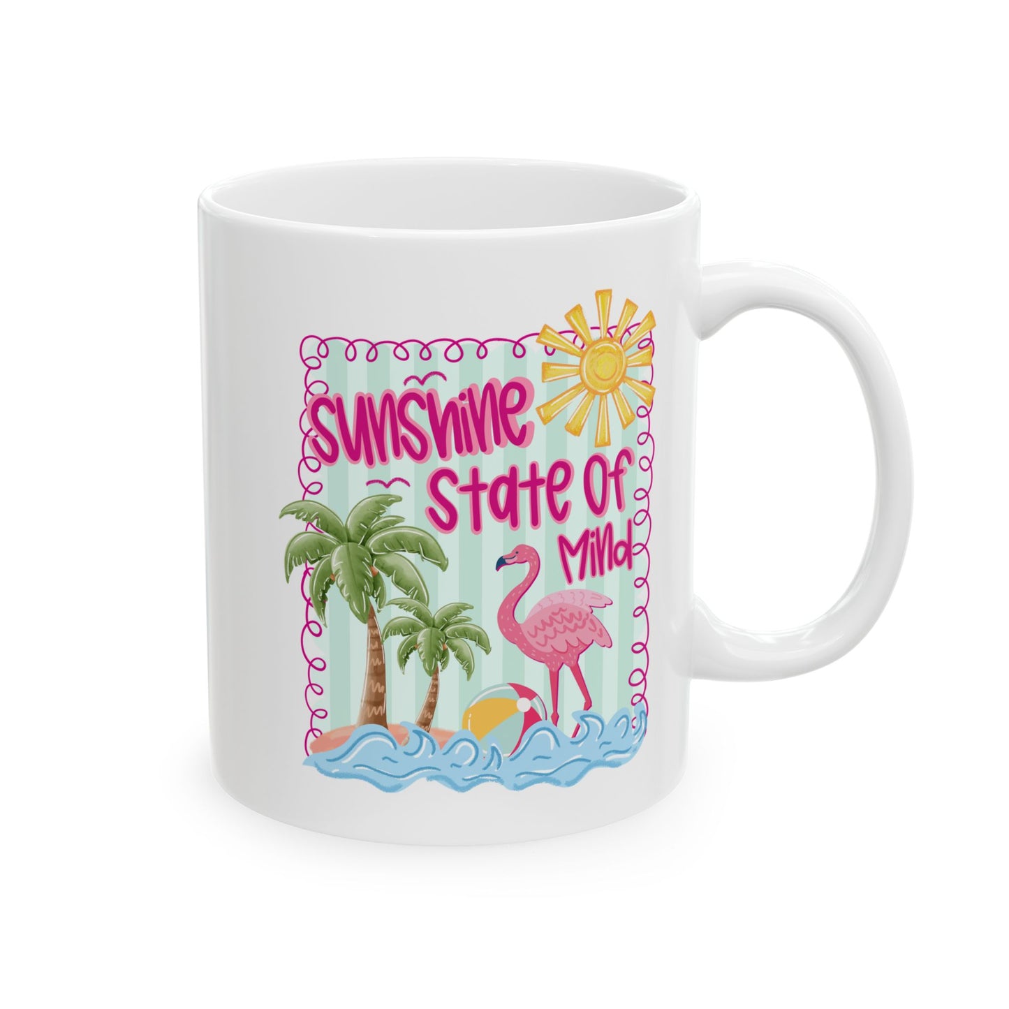 🌞 Sunshine State of Mind Mug – Flamingo Fun for Beach Lovers & Summer Vibes 🦩🌴