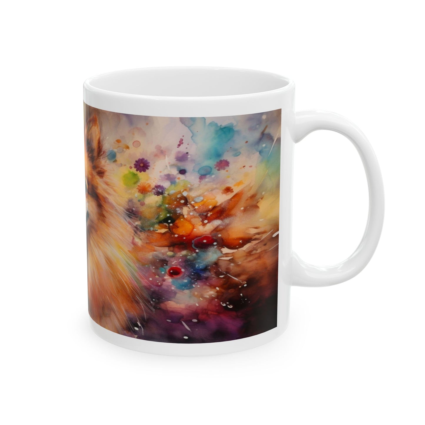 Taza Pomerania Acuarela: ¡Una explosión de color y personalidad! 🌸