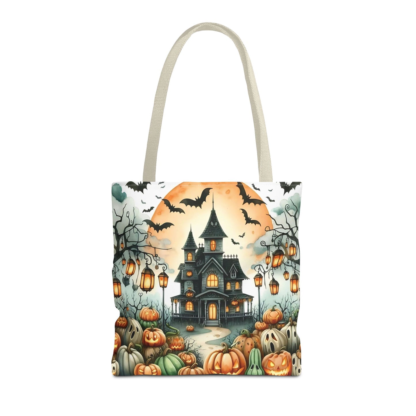 🏚️ Haunted House Halloween Tote Bag – Spooky Nights & Pumpkin Delights 🎃🖤