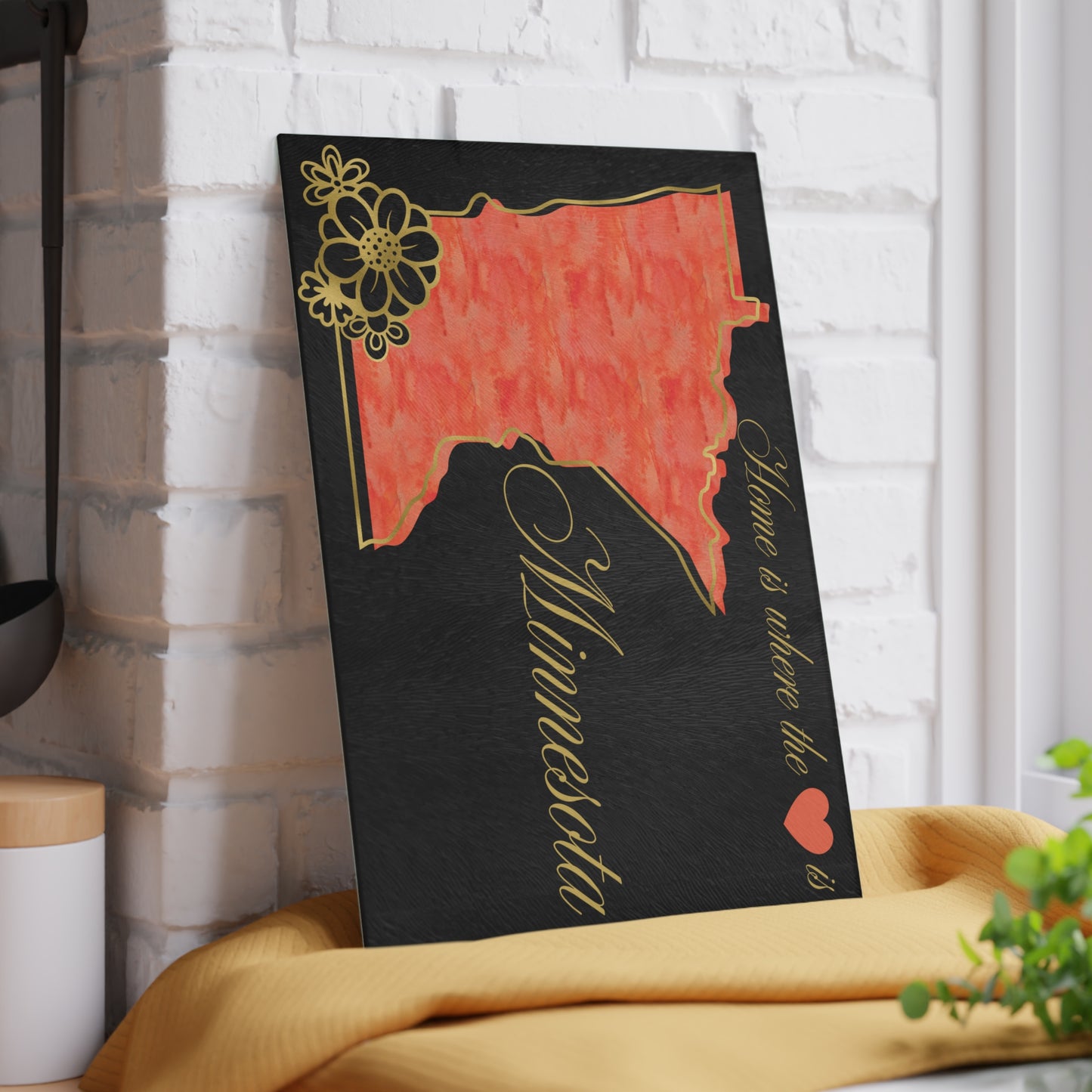 ❤️ Minnesota Floral Cutting Board – Bold Northern Charm with Golden Elegance 🌸