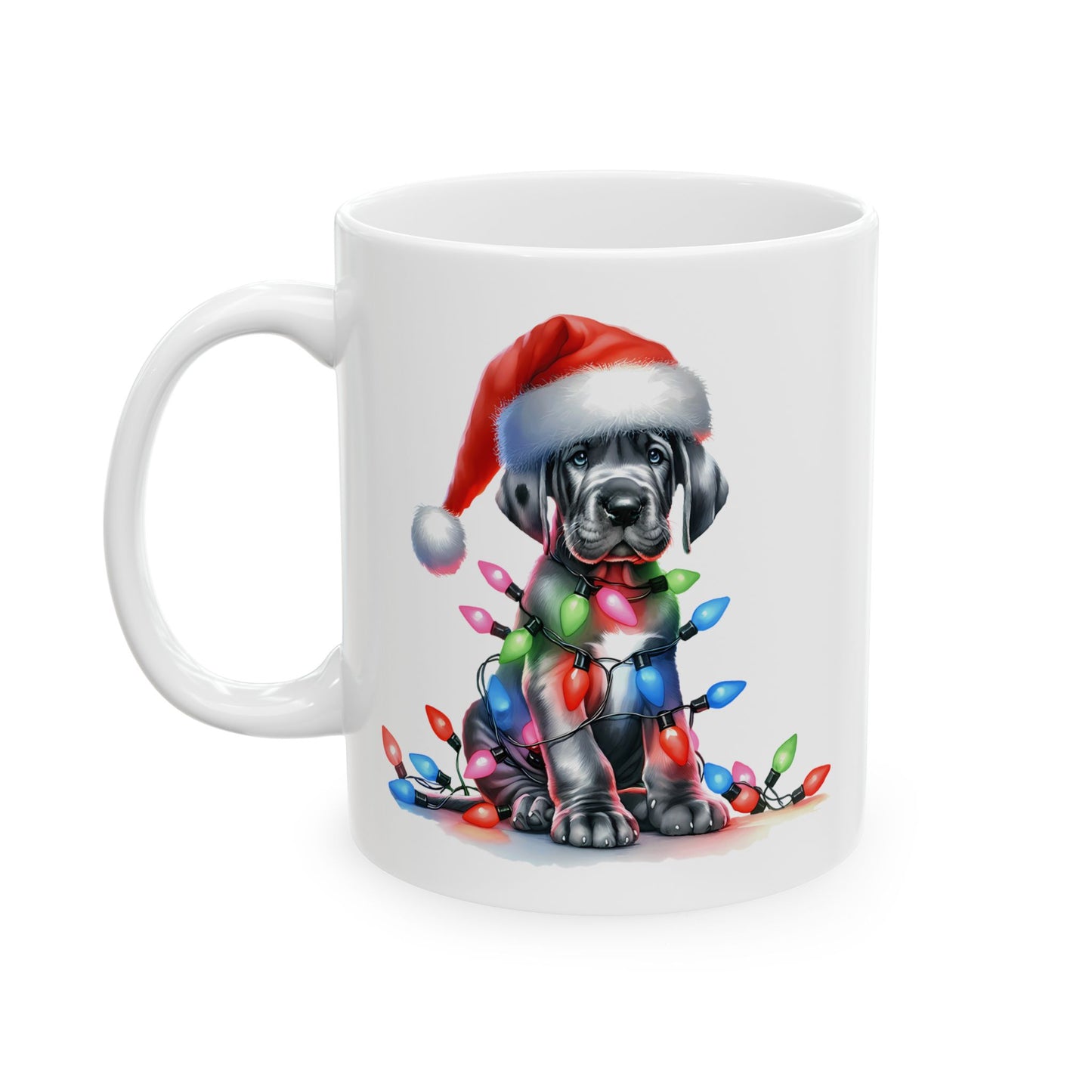 🎄 Great Dane Christmas Lights Mug – Festive Pup Charm in Every Sip 🎄