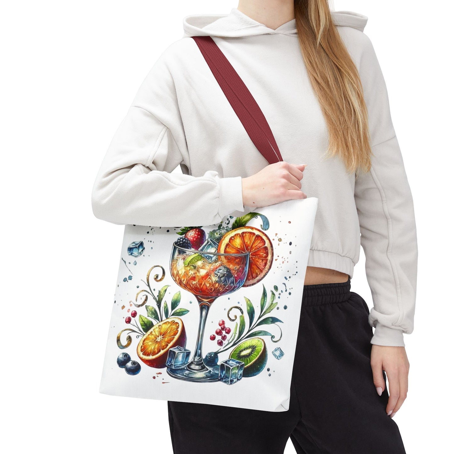 Bolso de cóctel, bolso para bebidas afrutadas, bolso de playa tropical, elegante bolso de lona, regalo para amantes de los cócteles, bolso de mano divertido, práctico bolso de verano.