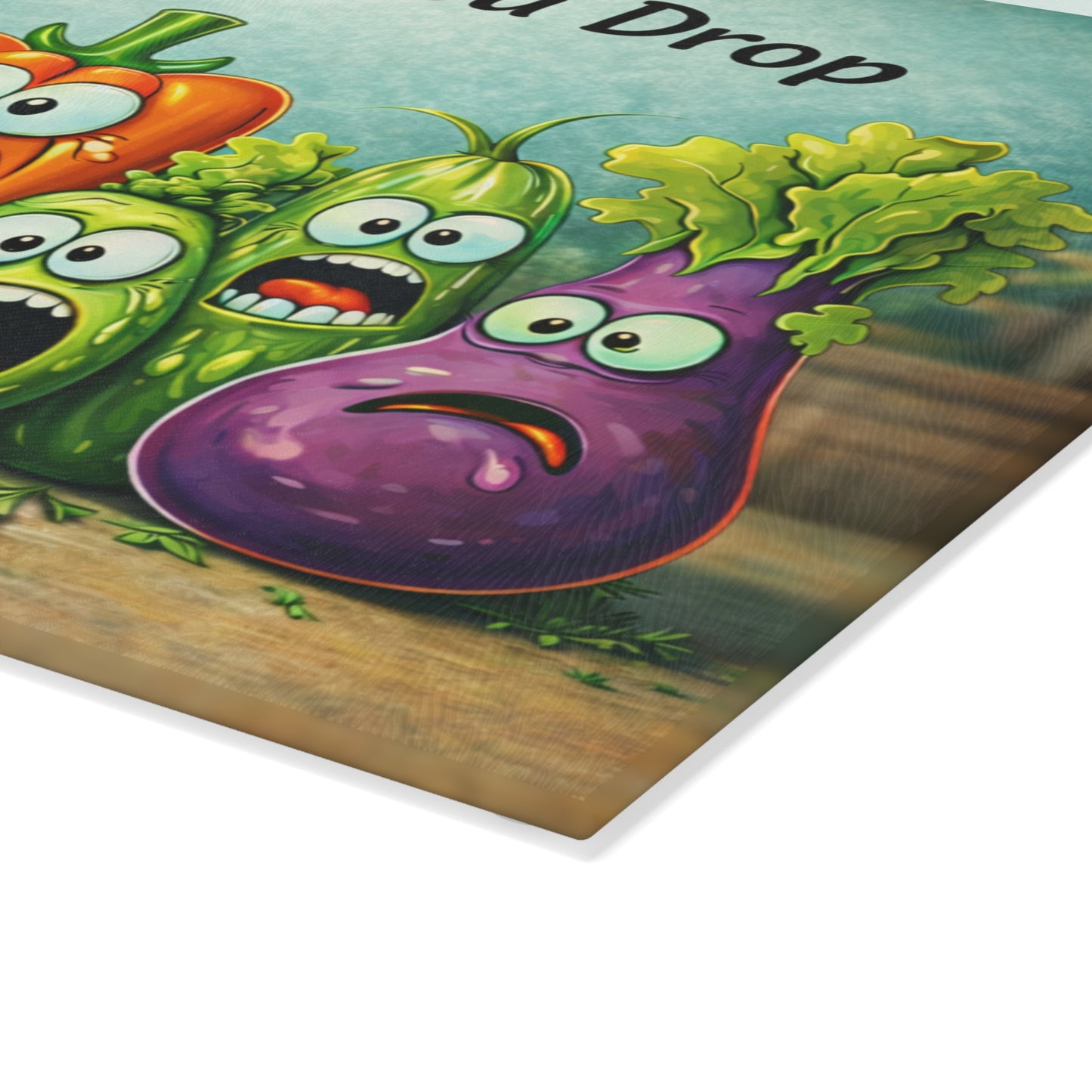 Chop Till You Drop Glass Cutting Board – Funny Vegetable Kitchen Decor with Playful Personality