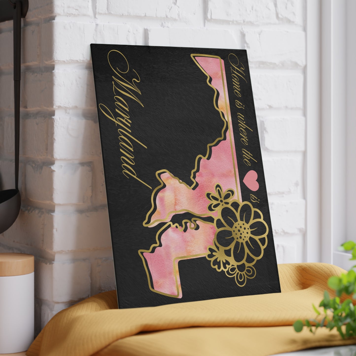 💖 Maryland State Cutting Board – Pink Pride with Elegant Charm