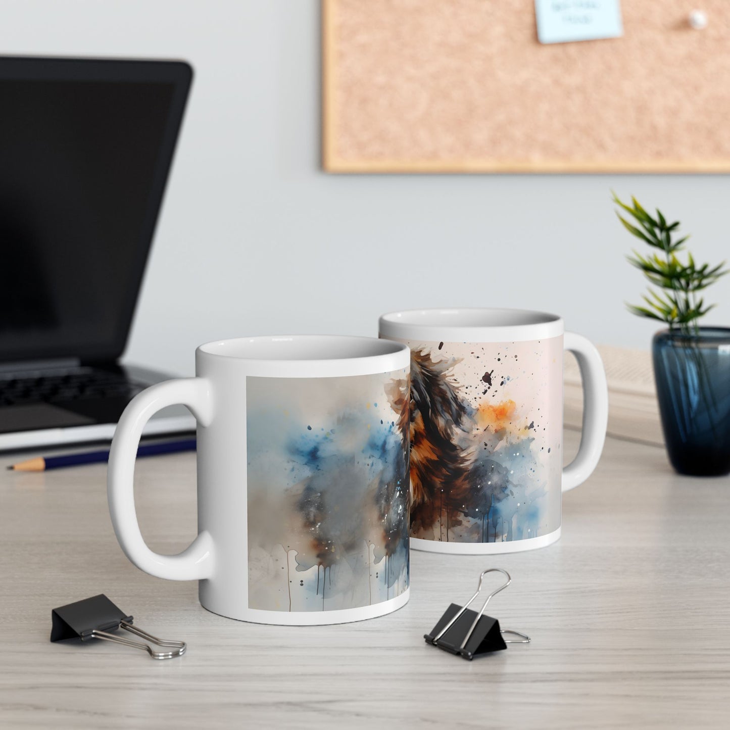 Taza de acuarela de pastor australiano: ¡una explosión de color y personalidad!