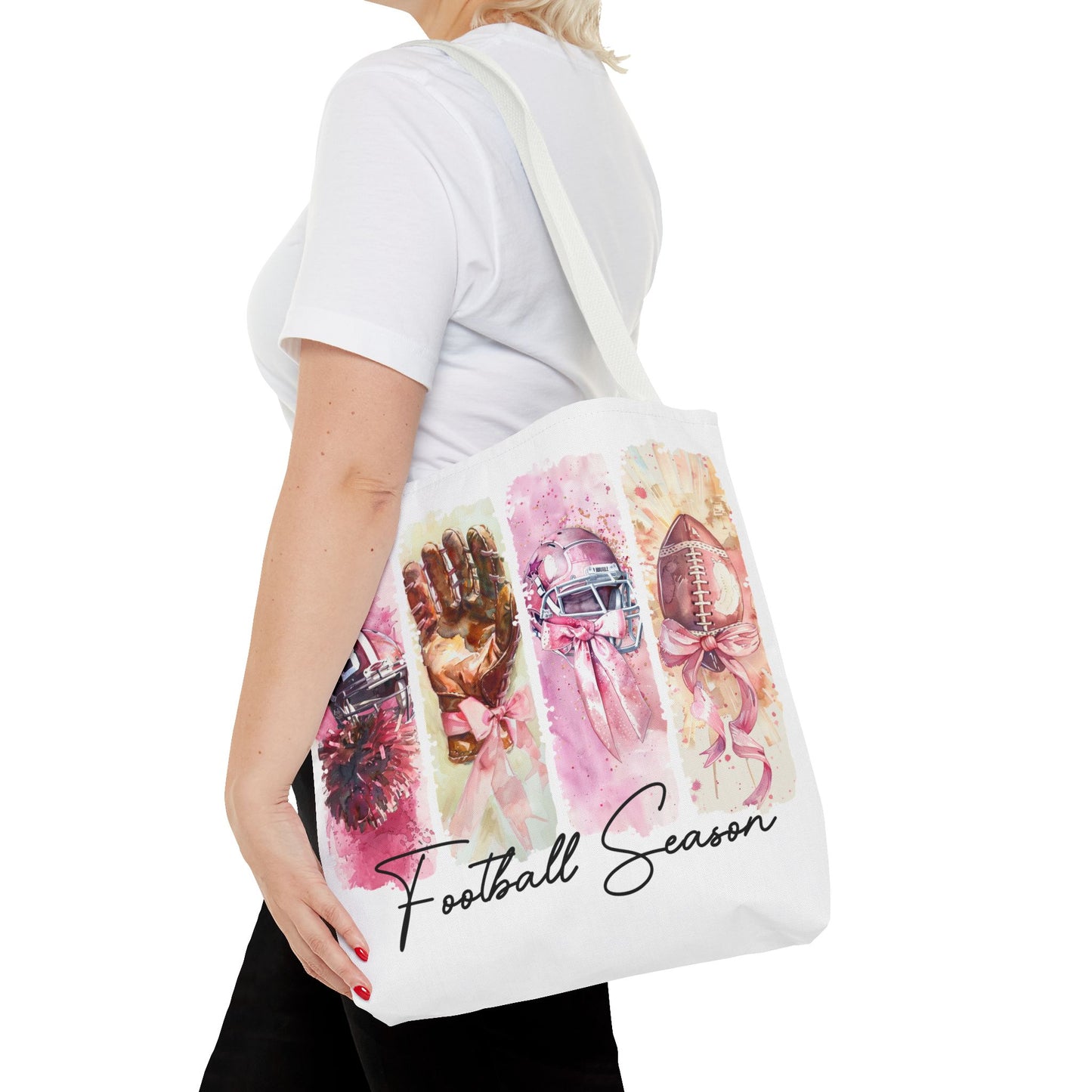 🏈 Game Day Pink Awareness Tote Bag – Sporty Style with a Purpose 🎀👜