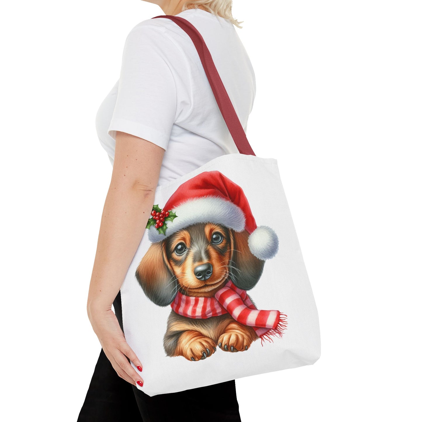 🎄 Dachshund Christmas Tote Bag – Festive Holiday Charm for Dog Lovers 🐾🎅