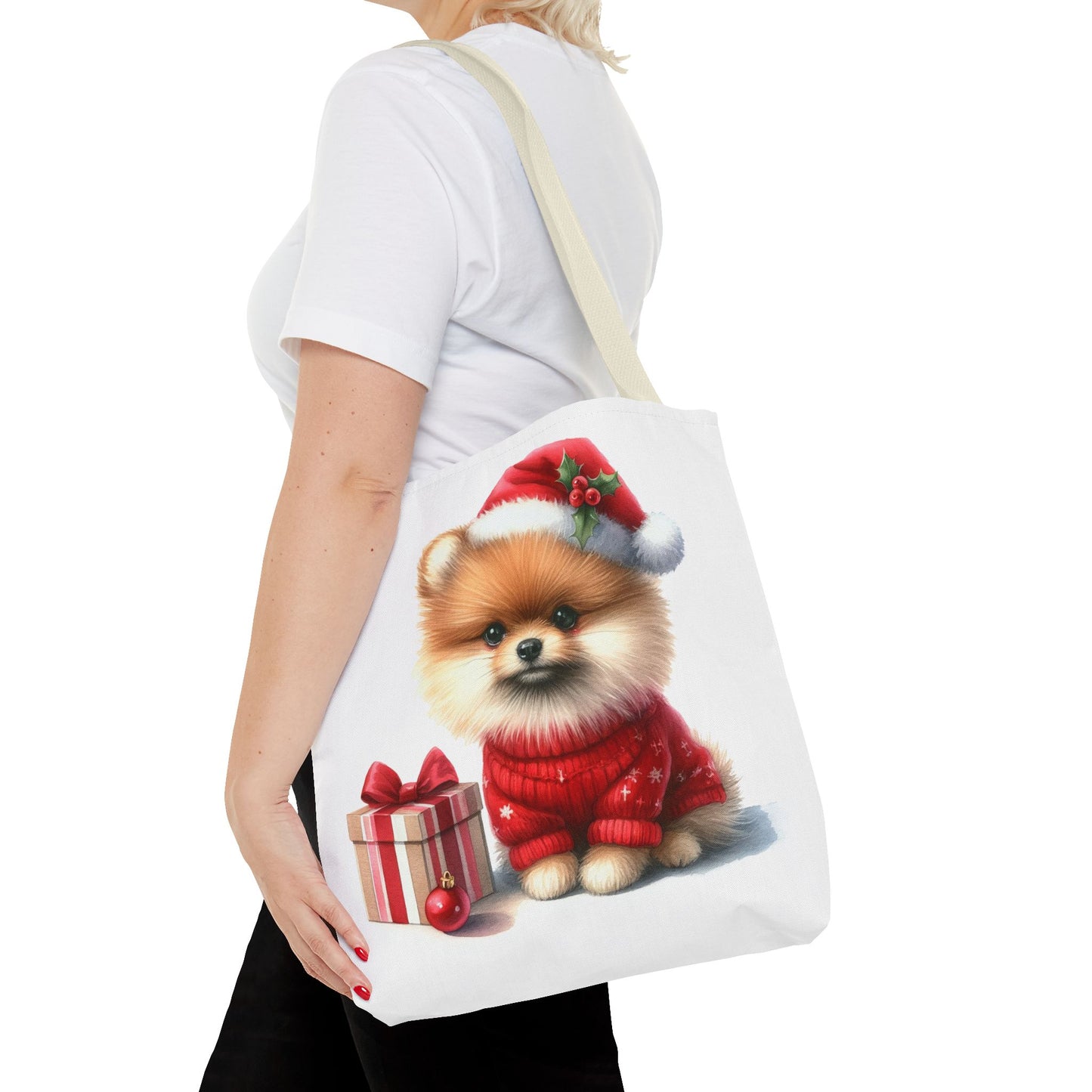 🎄 Pomeranian Christmas Tote Bag – Cozy Fluff & Festive Cheer 🎁🐾