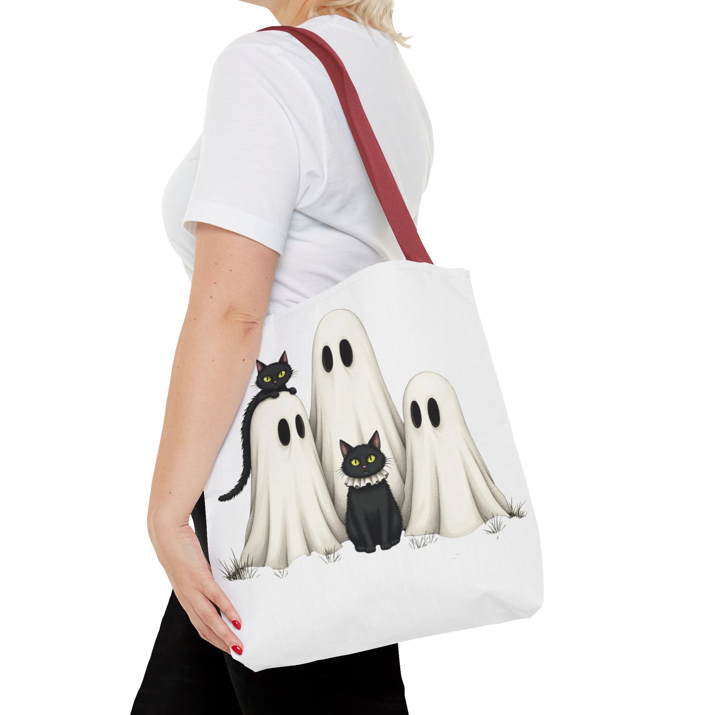 ๐โโฌ Ghosts & Black Cats Halloween Tote Bag โ Spooky Chic Retro Vibes ๐ป๐