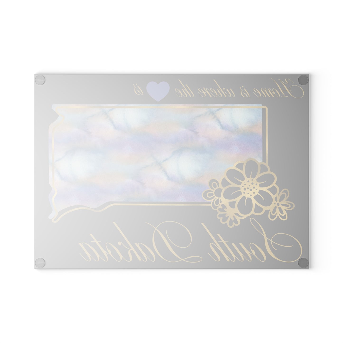🌾 South Dakota Floral State Cutting Board – Prairie Pastels with Golden Accents 🌼