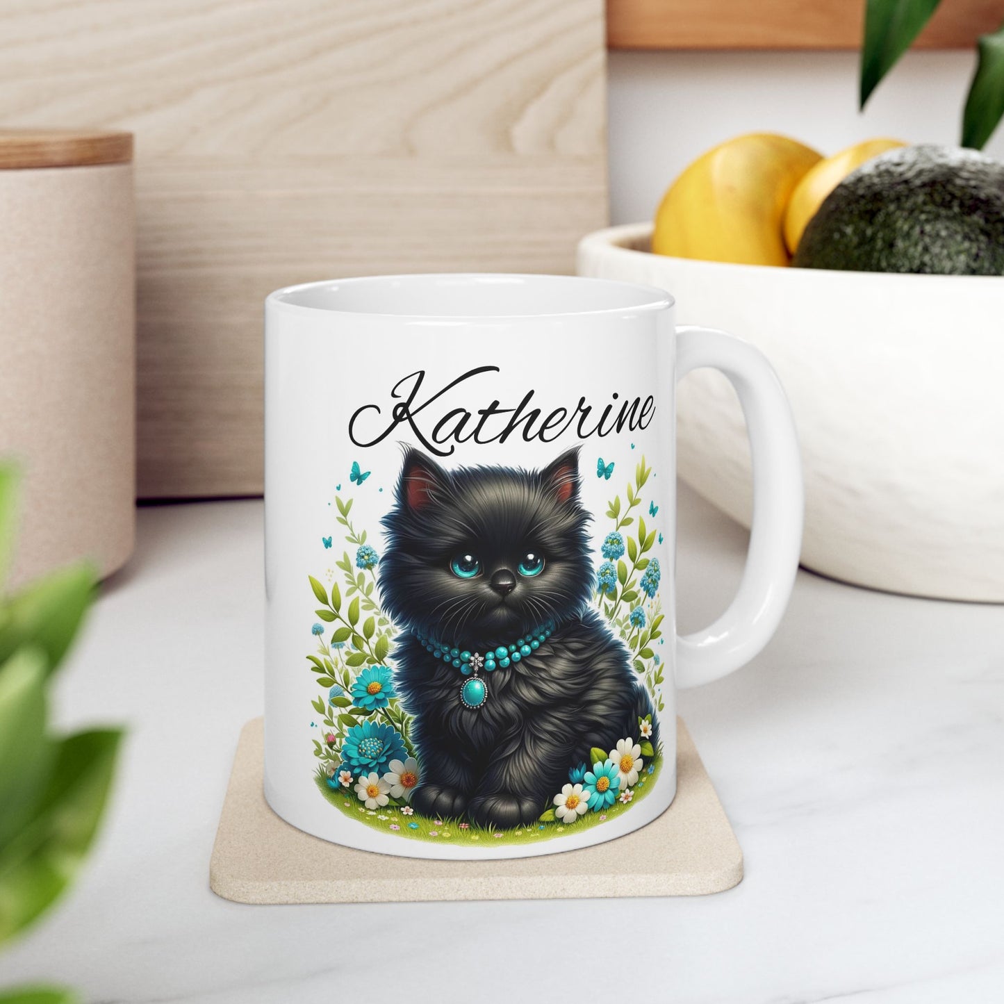 Taza personalizada con gato: ¡Taza con nombre personalizado y un adorable diseño de gatito! 🐱💖