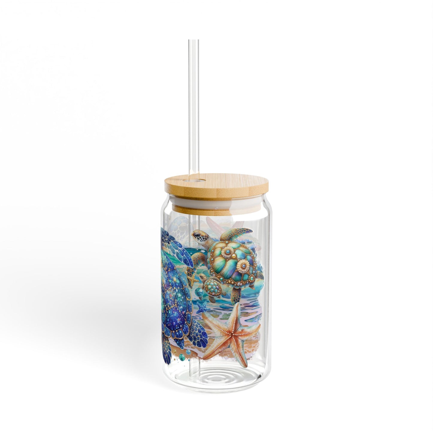 Vaso para sorber con forma de tortuga y estrella de mar: 16 oz. Ambiente playero tropical en cada sorbo.