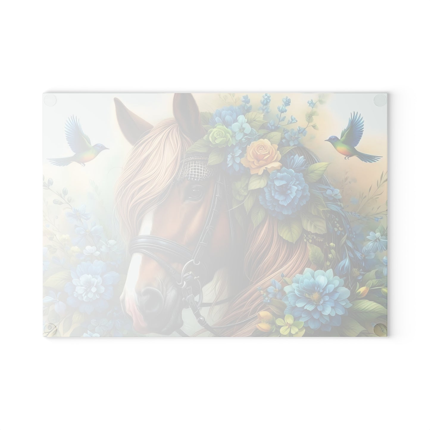 Hermosa tabla de cortar de caballo, tabla de cortar de vidrio templado, tabla de charcutería, tabla de cortar, regalo de inauguración de la casa, tabla de cortar personalizada