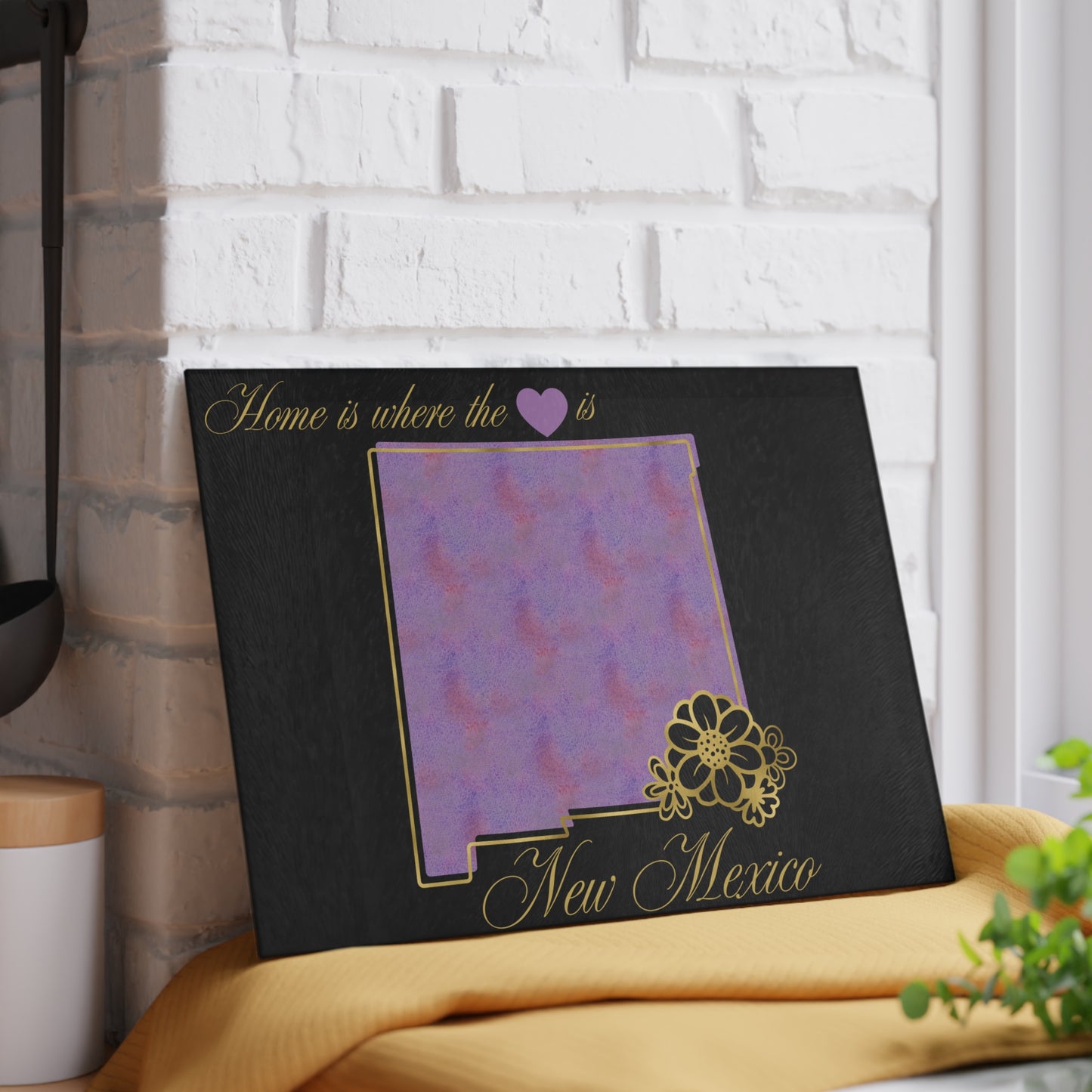 🌄 New Mexico State Cutting Board – Southwest Charm with a Soft Watercolor Twist