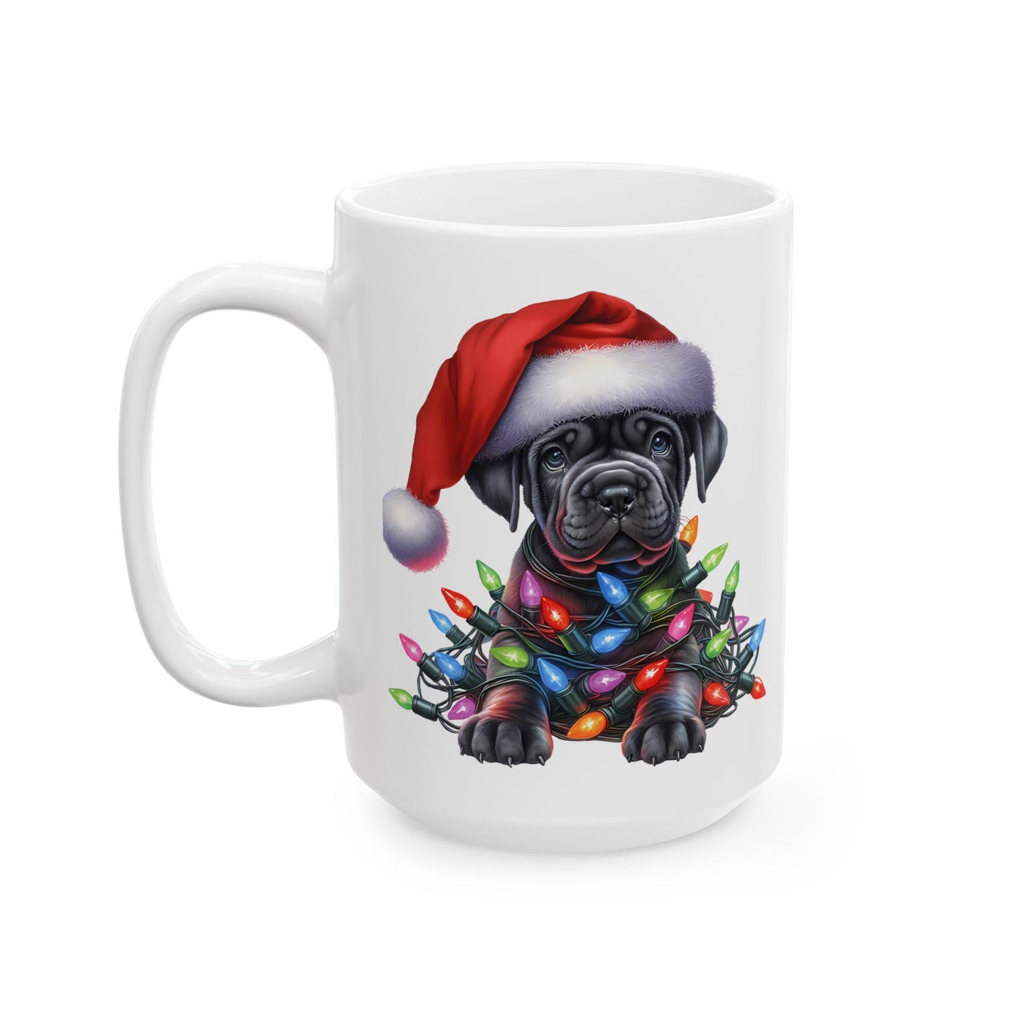 🎄 Cane Corso Christmas Lights Mug – Big Pup Energy for the Holidays 🎅🐾