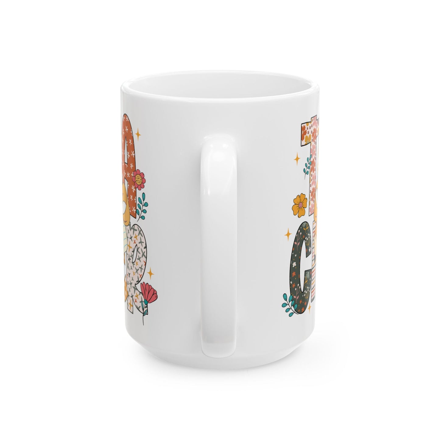 🍎 Teacher Floral Mug – Retro Vibes & Classroom Style in Every Sip 🌼