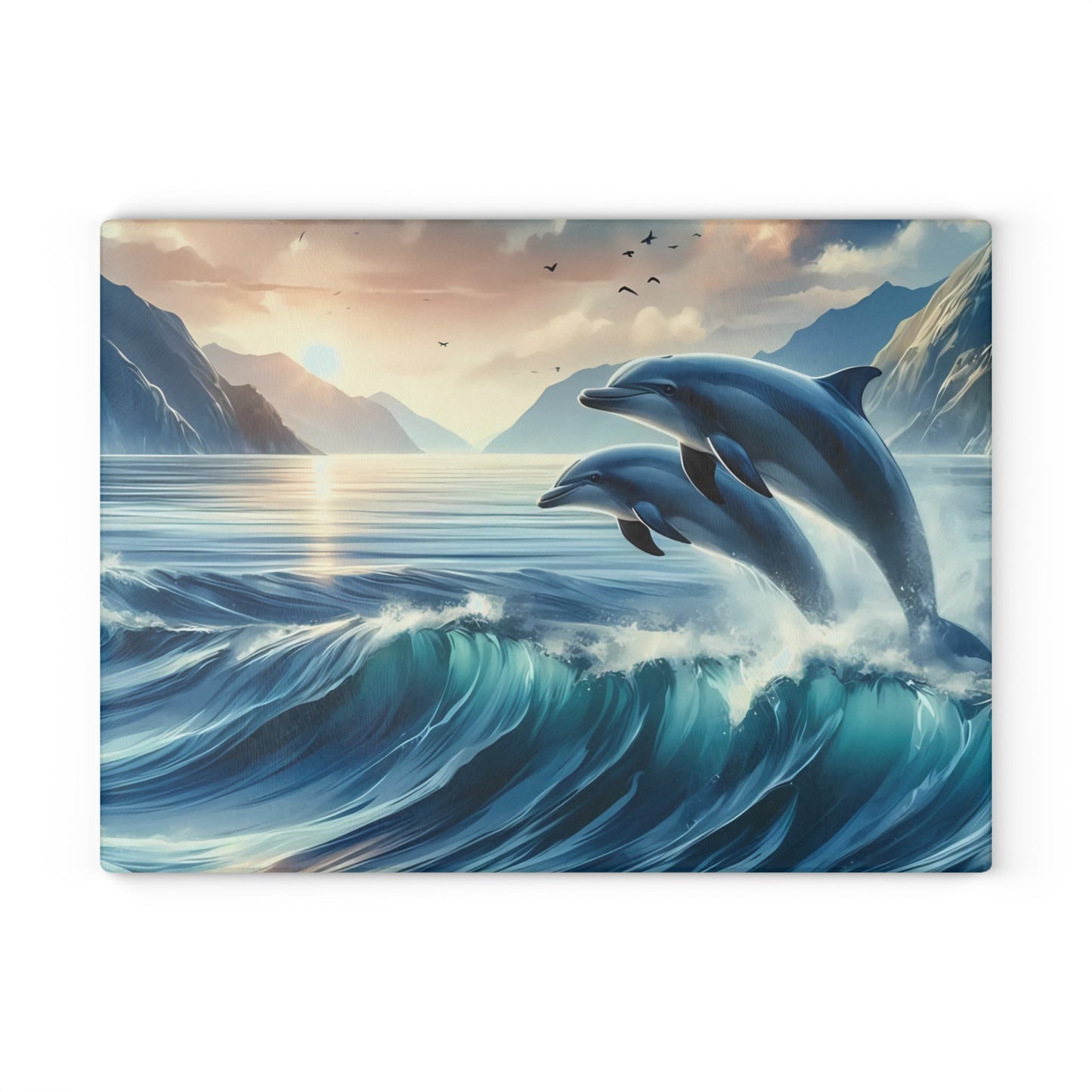 🌊🐬 Ocean Wave Dolphins Cutting Board – Coastal Elegance for Your Kitchen 🐬🌊