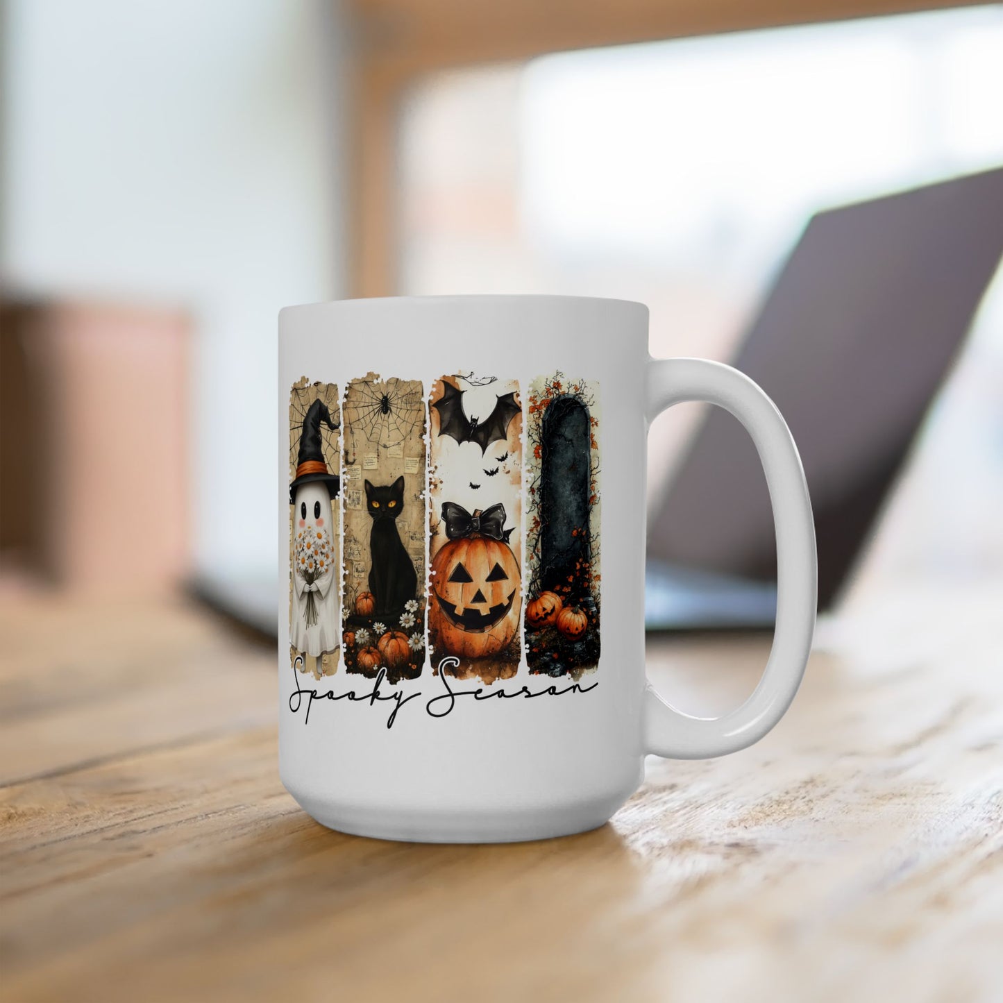 🎃 Spooky Season Halloween Mug – Vintage Charm with a Whimsical Haunt 👻