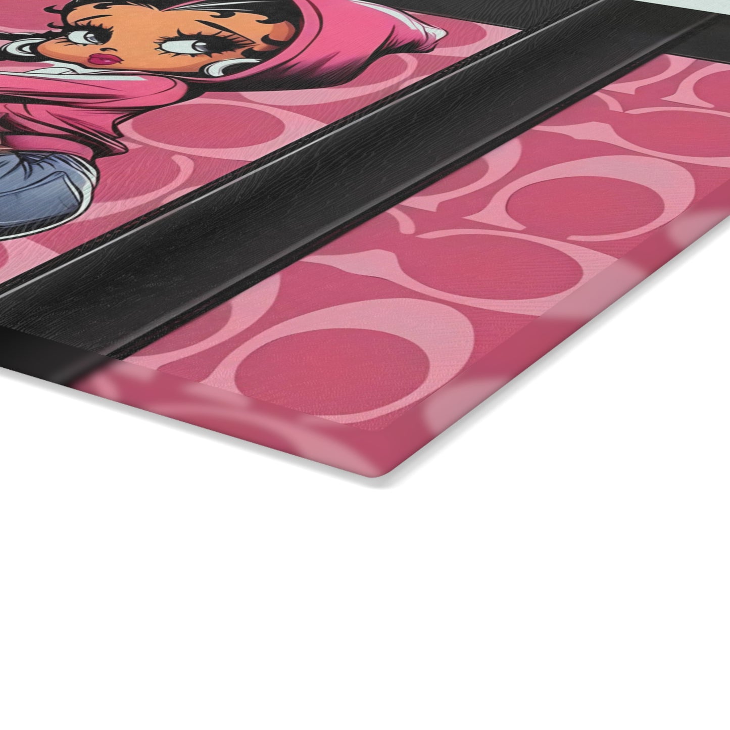 Tabla de cortar rosa retro chic: elegante decoración de cocina de vidrio con estilo urbano
