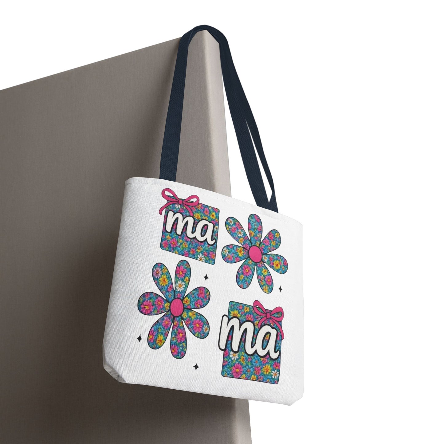Bolso Tote Floral "ma": Un Accesorio Divertido y Brillante para Mamá