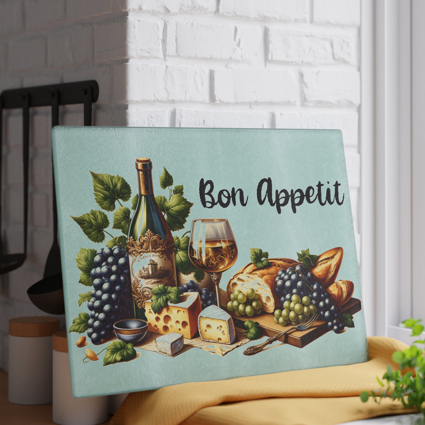 Tabla de cortar vino y queso Bon Appétit: un elegante encanto de bistró francés para tu cocina