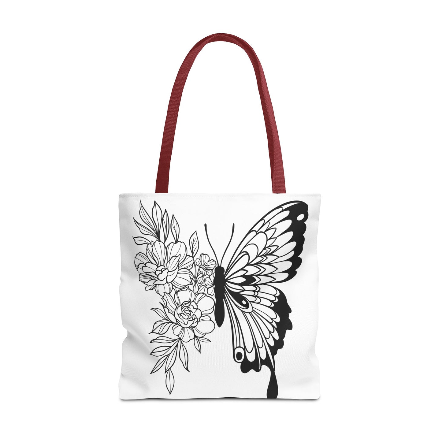 🦋 Black & White Butterfly Floral Tote Bag – Elegant Simplicity in Every Carry 🌸👜