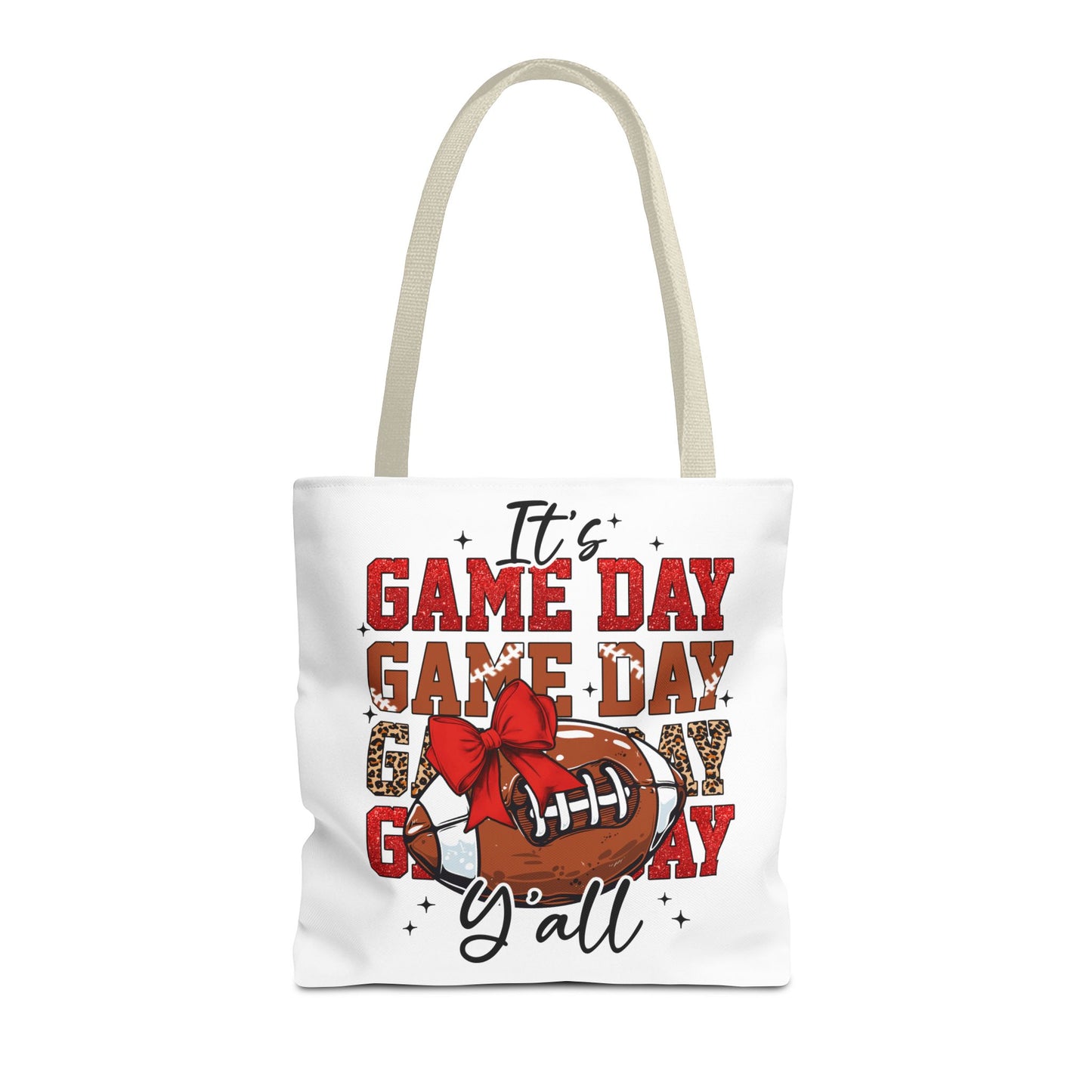 🏈 Game Day Red Bow Football Tote Bag – Sporty, Stylish, and Ready for Kickoff 🎀👜