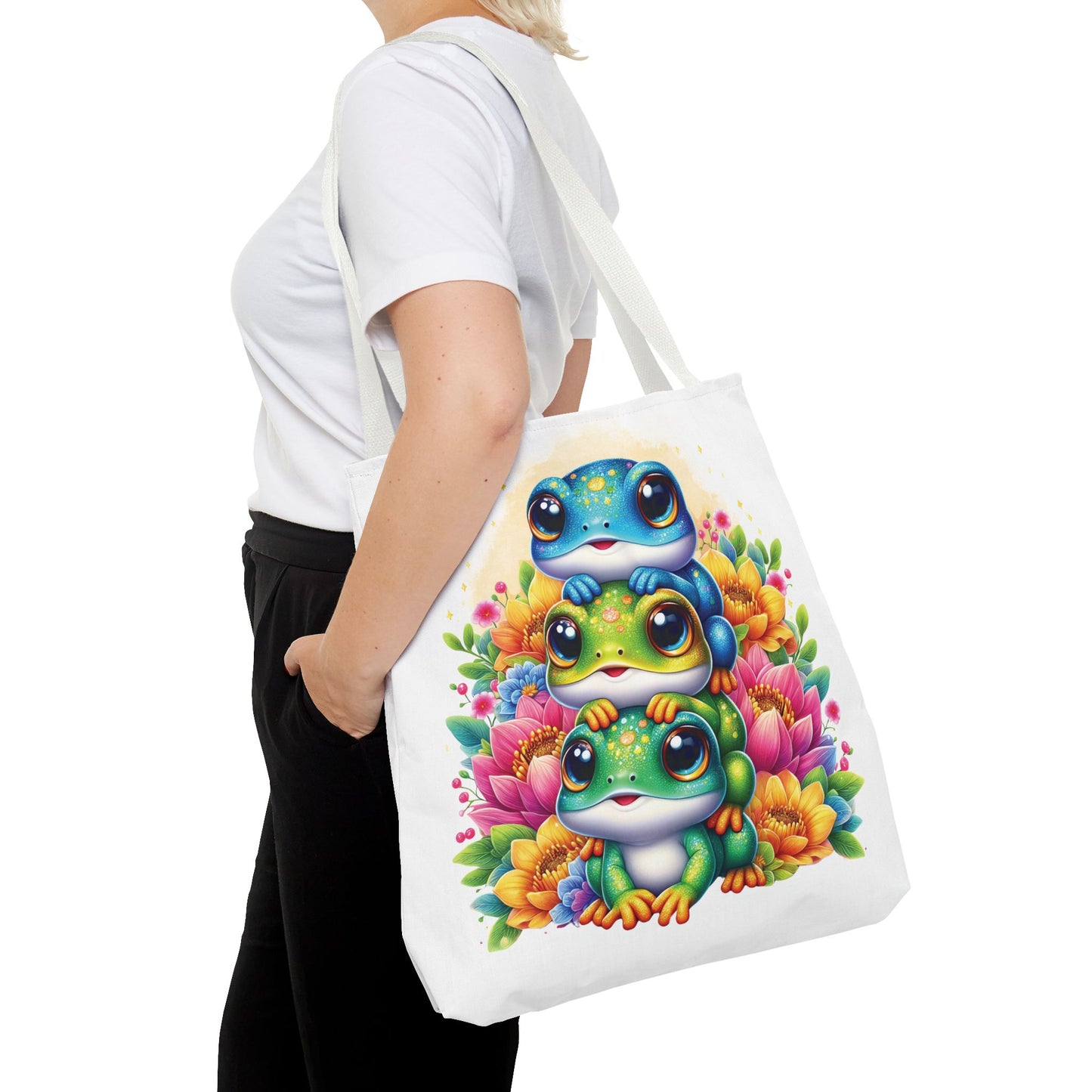 ๐ธ Stacked Frogs Floral Tote Bag โ Colorful Whimsy for Every Day ๐ธ๐