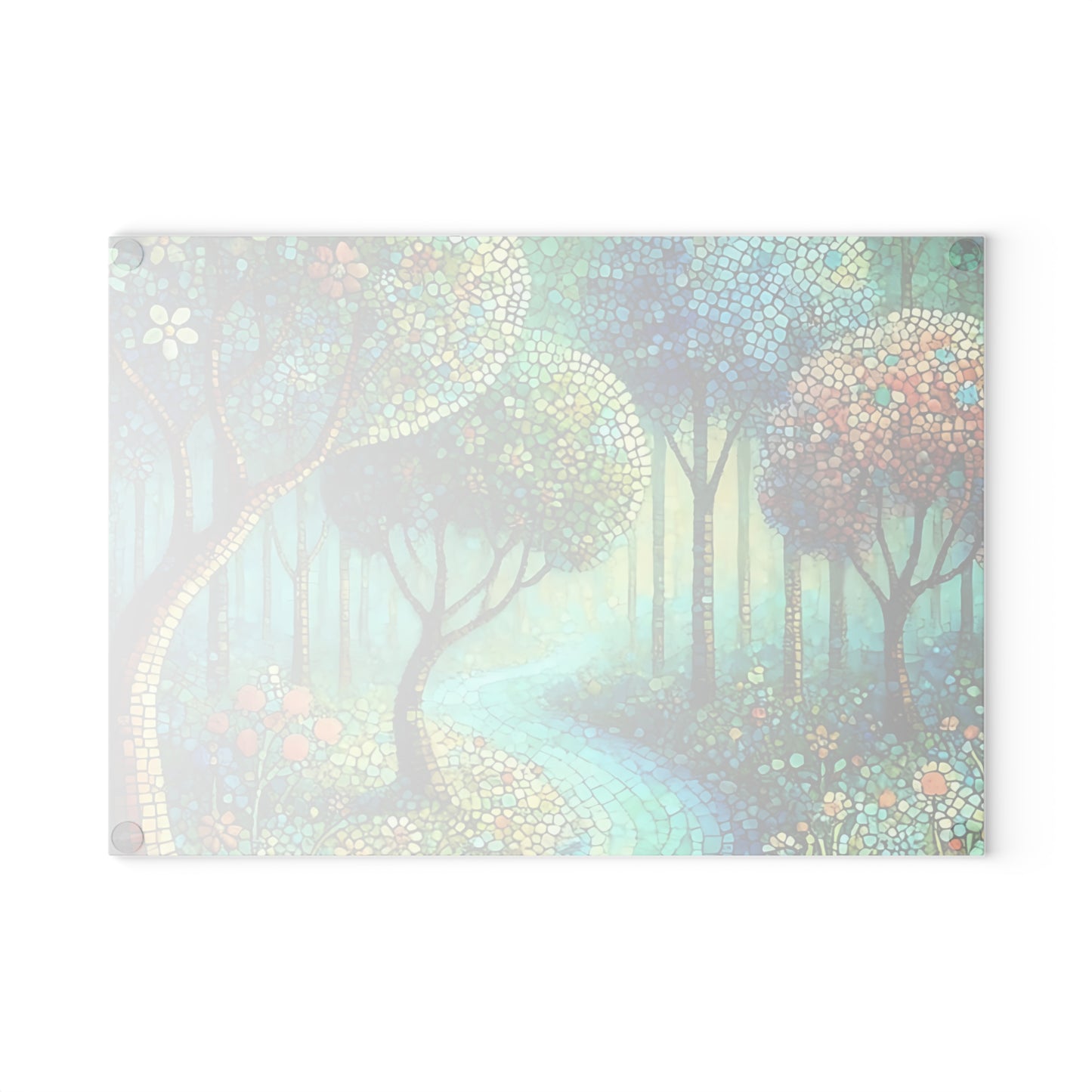 Tabla de cortar de vidrio templado con diseño de mosaico – Artistic Nature Design