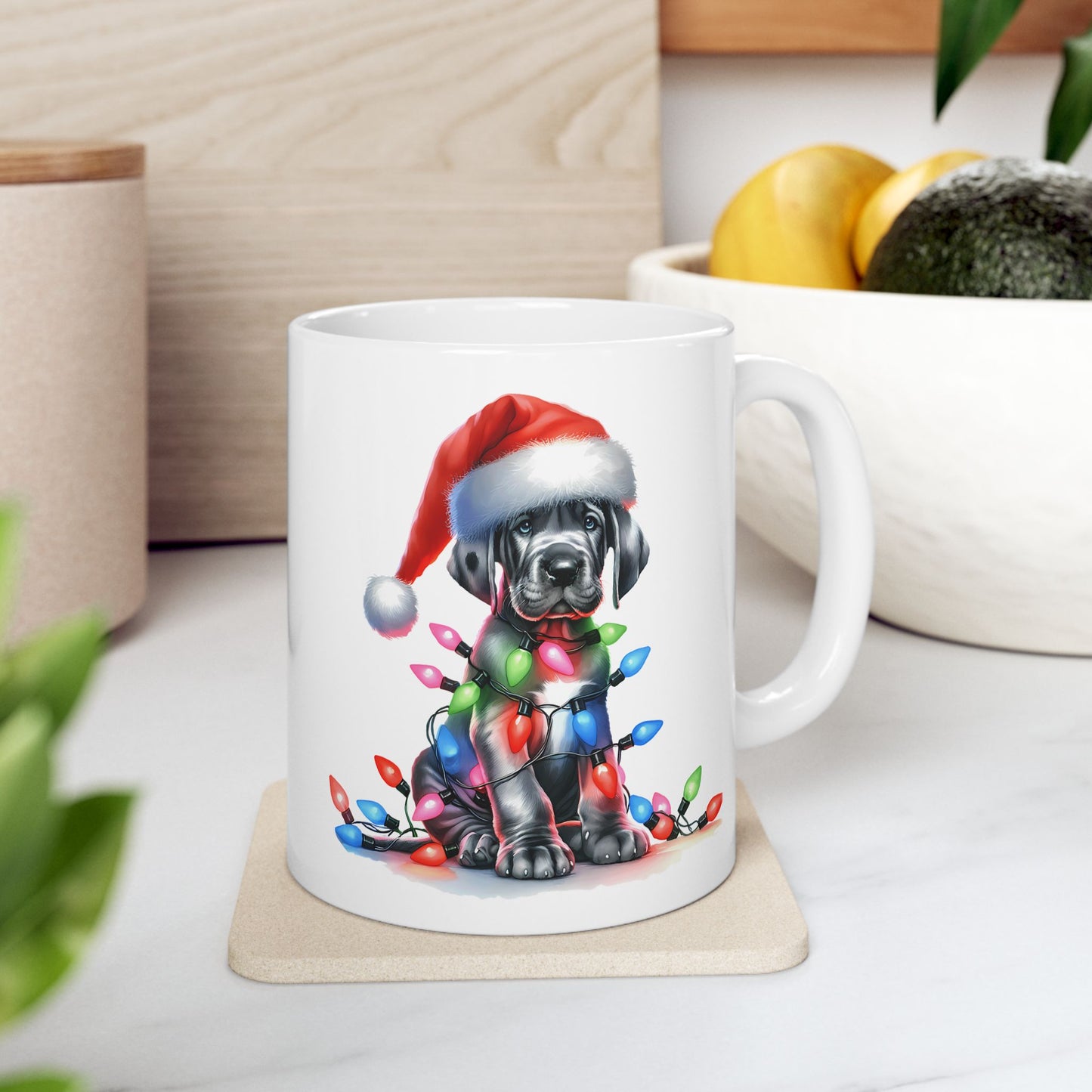 🎄 Great Dane Christmas Lights Mug – Festive Pup Charm in Every Sip 🎄