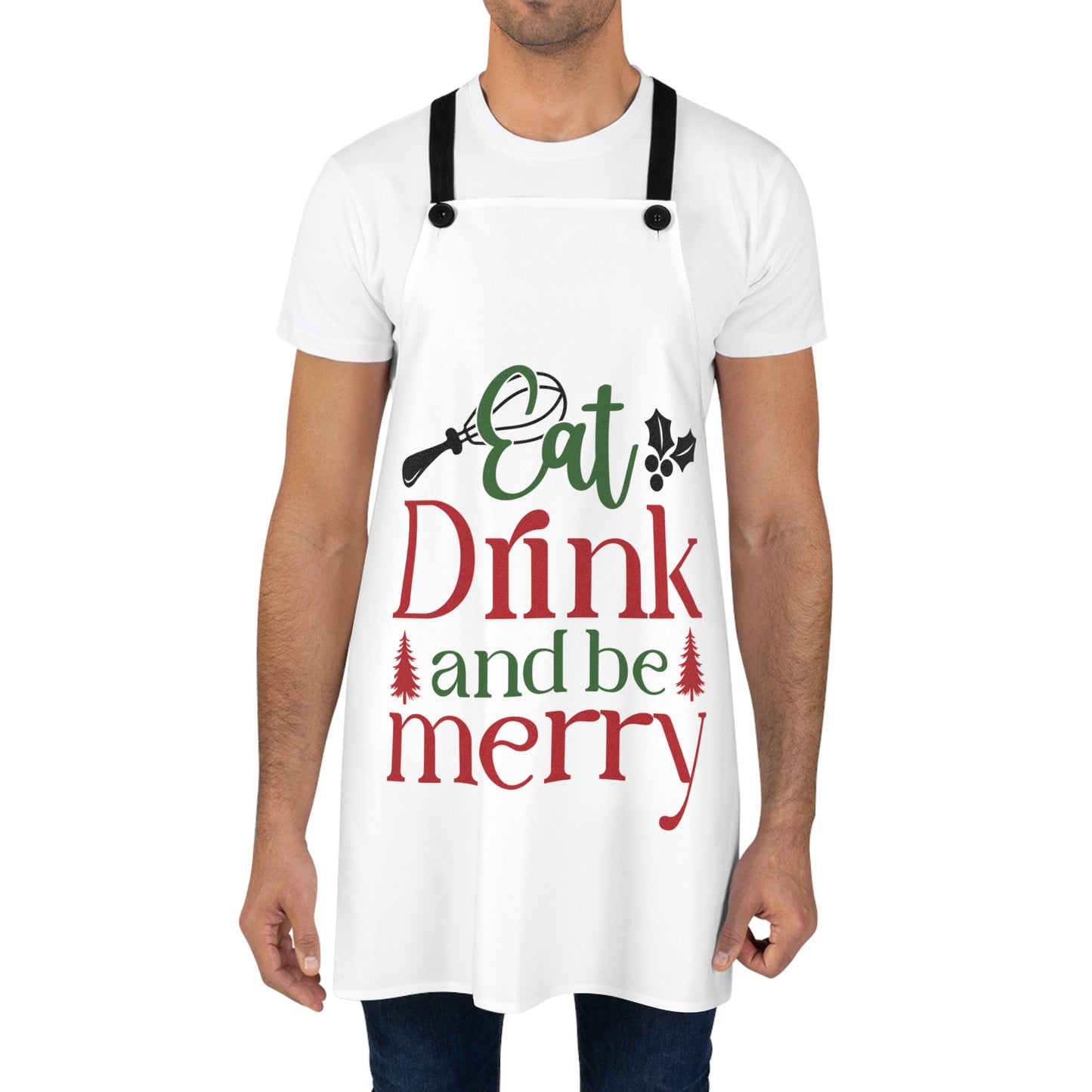 Delantal para comer, beber y ser feliz: un toque festivo para tu cocina navideña