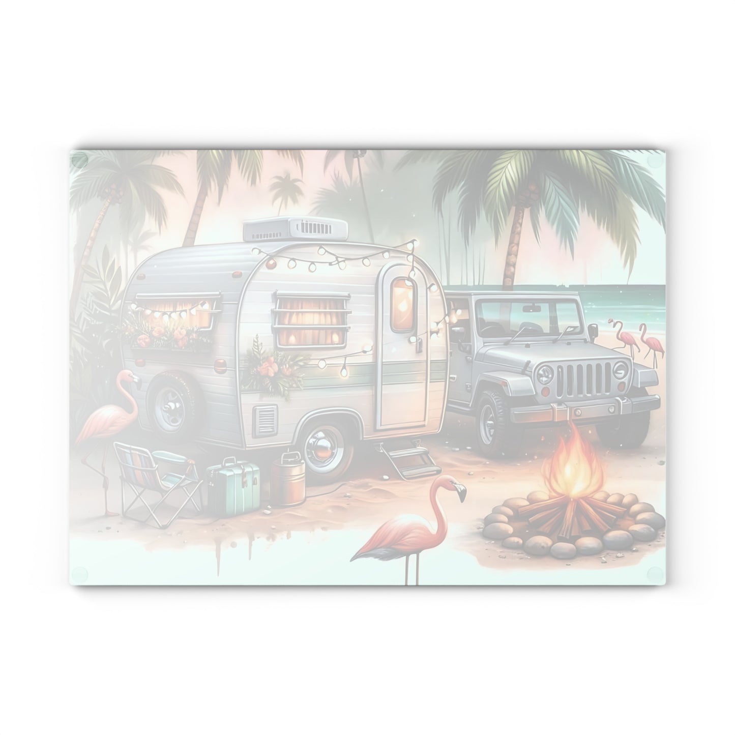 Tabla de cortar de vidrio templado para glamping en Florida