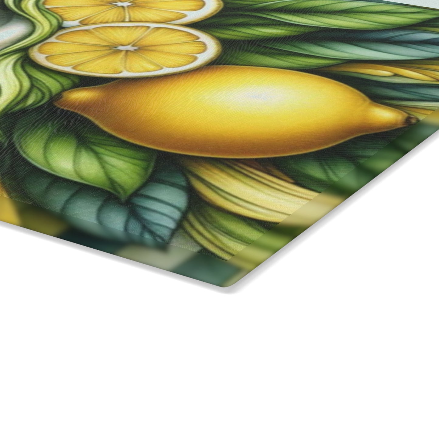 Tabla de cortar de vidrio con diseño de diosa de limón y lima: audaz, hermosa y refrescantemente única