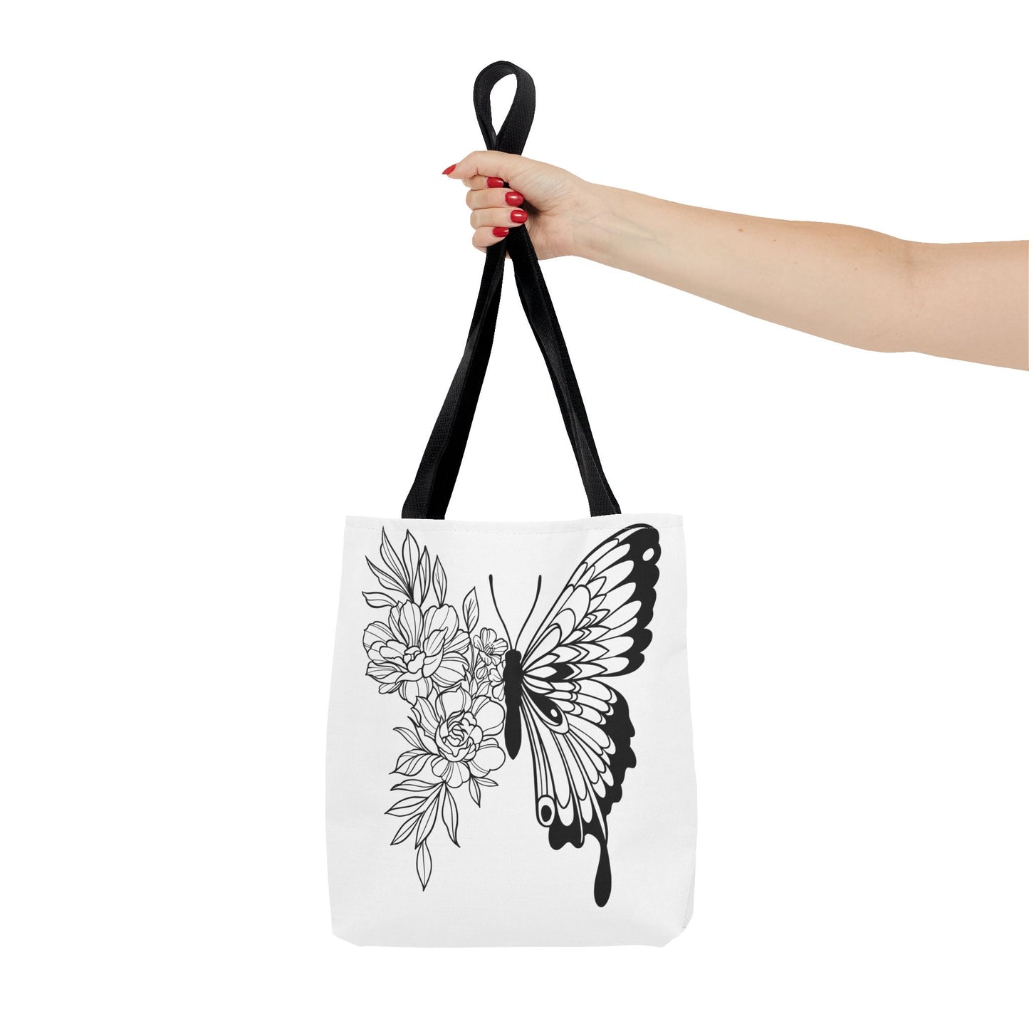 🦋 Black & White Butterfly Floral Tote Bag – Elegant Simplicity in Every Carry 🌸👜