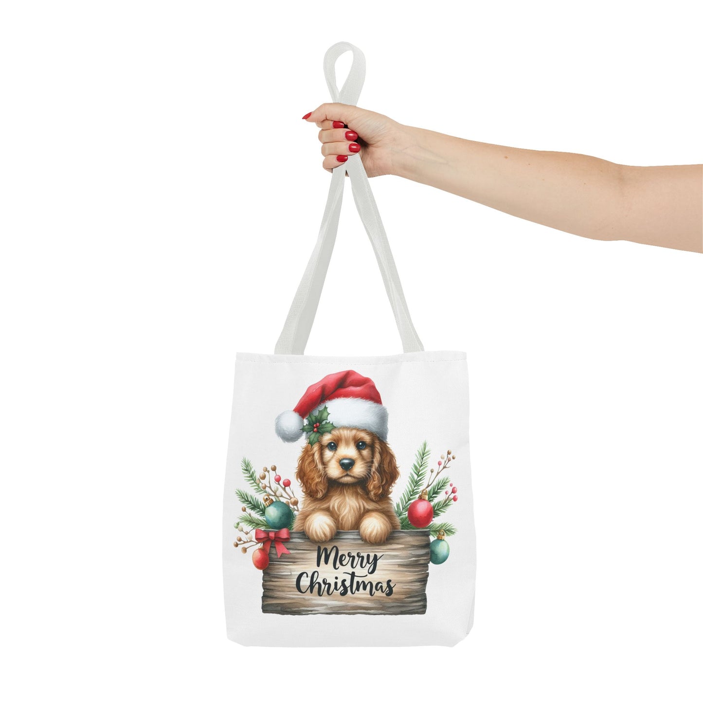 🐶 Cocker Spaniel “Merry Christmas” Tote Bag – Cozy Holiday Charm in Every Stitch 🎄