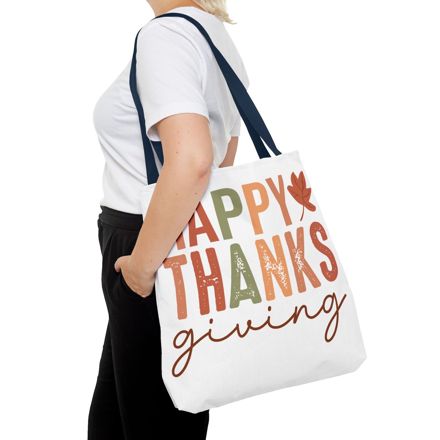 🍁 Rustic Happy Thanksgiving Tote Bag – Simple Charm for the Season 🍂🧡