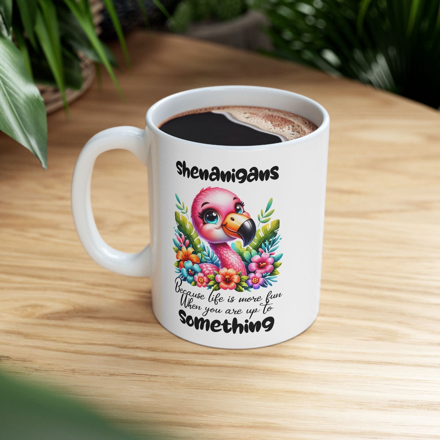 🌸 Flamingo & Floral Bliss – Taza de café colorida y divertida para amantes de la naturaleza 🌺