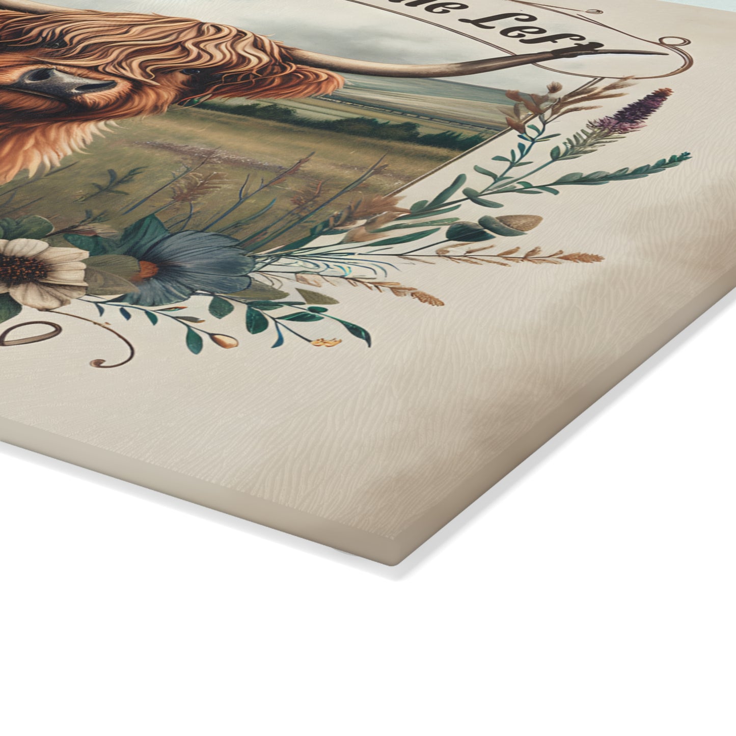 🐮 “Live Like Someone Left the Gate Open” Cutting Board – Highland Cow Freedom & Rustic Charm