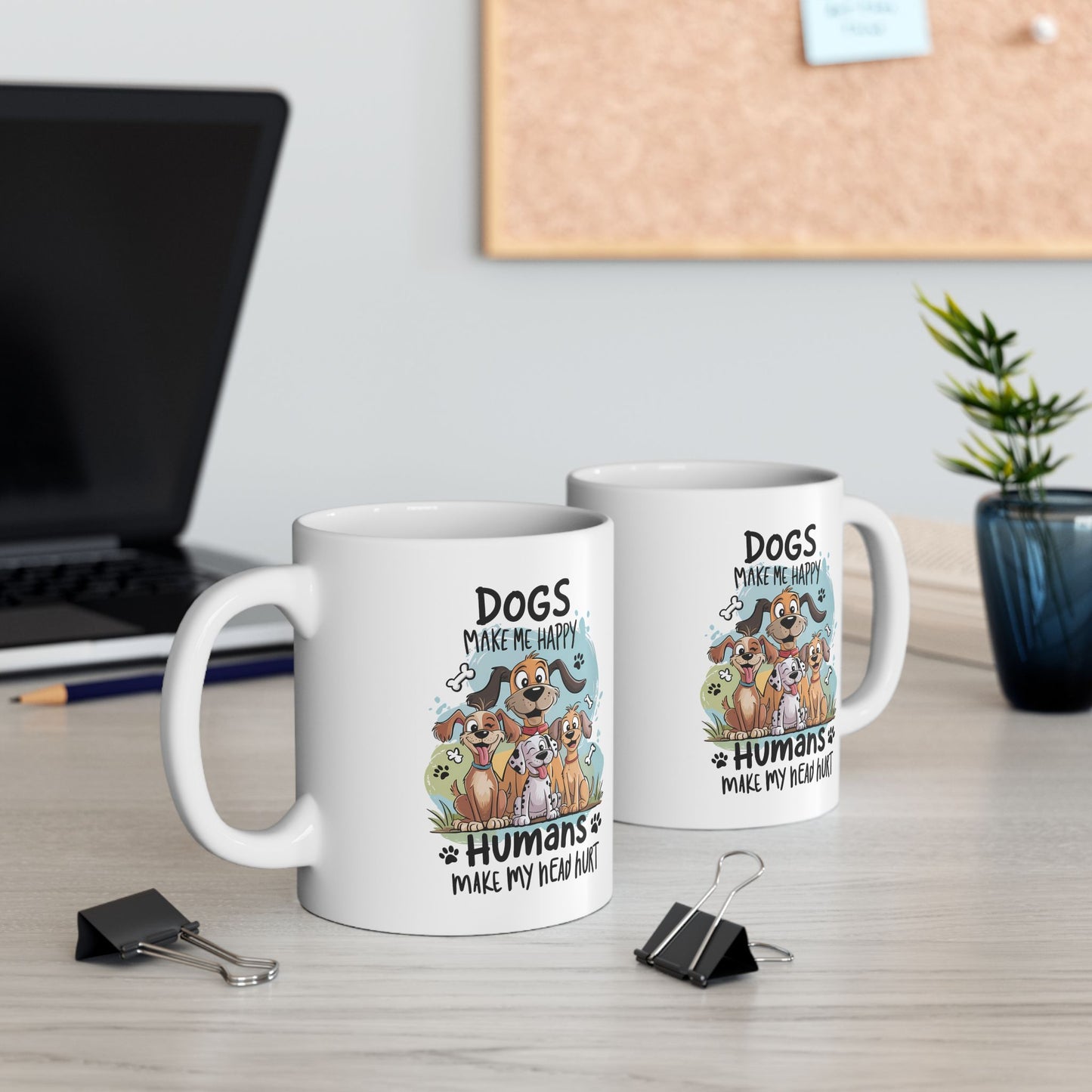 🐾 Los perros me hacen feliz, los humanos me hacen doler la cabeza – Taza divertida y peculiar para amantes de los perros 🐕