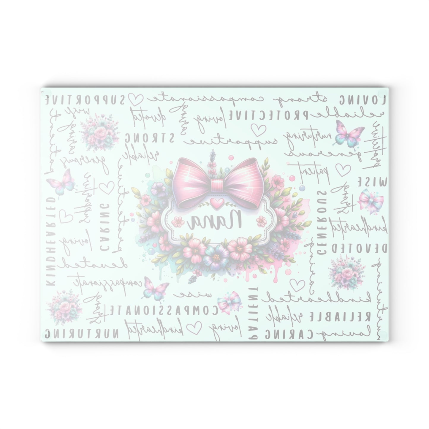 🎀🌸 Nana Bow Cutting Board – Inspirational Floral Beauty for Your Kitchen 🦋💖