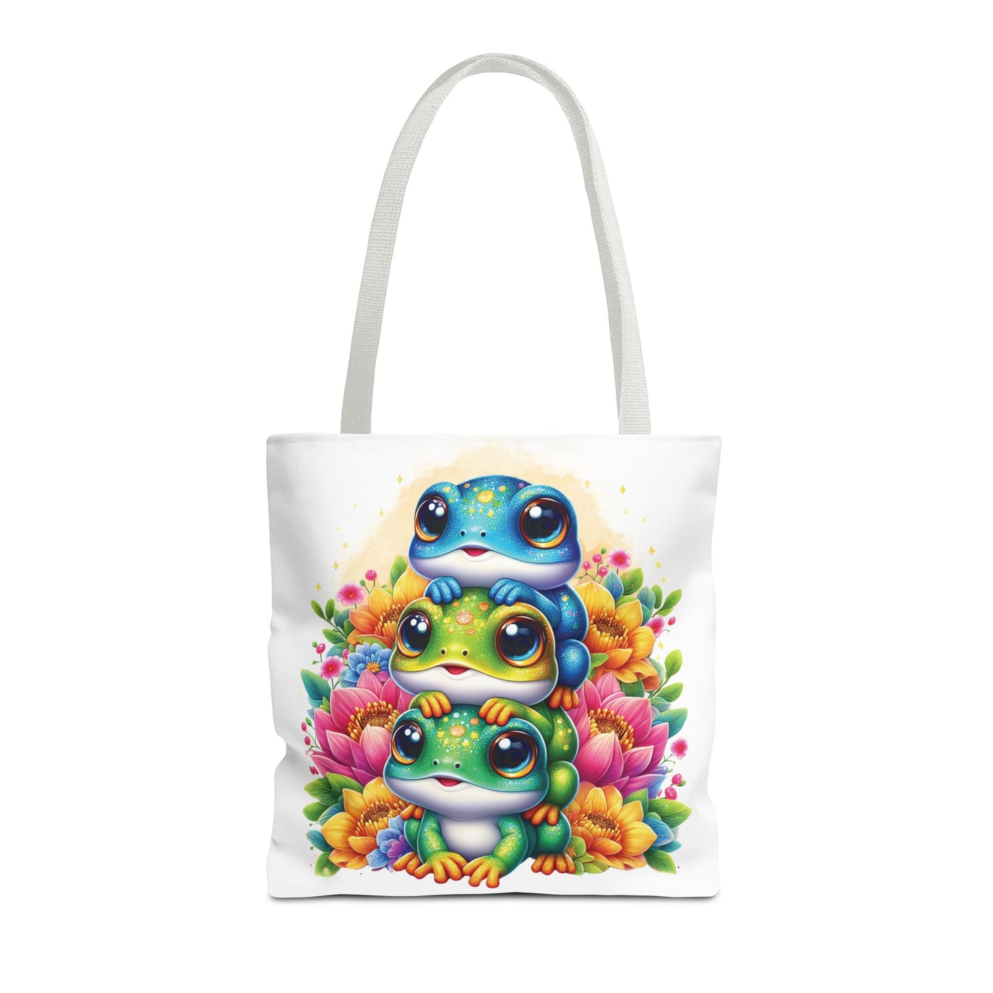 ๐ธ Stacked Frogs Floral Tote Bag โ Colorful Whimsy for Every Day ๐ธ๐