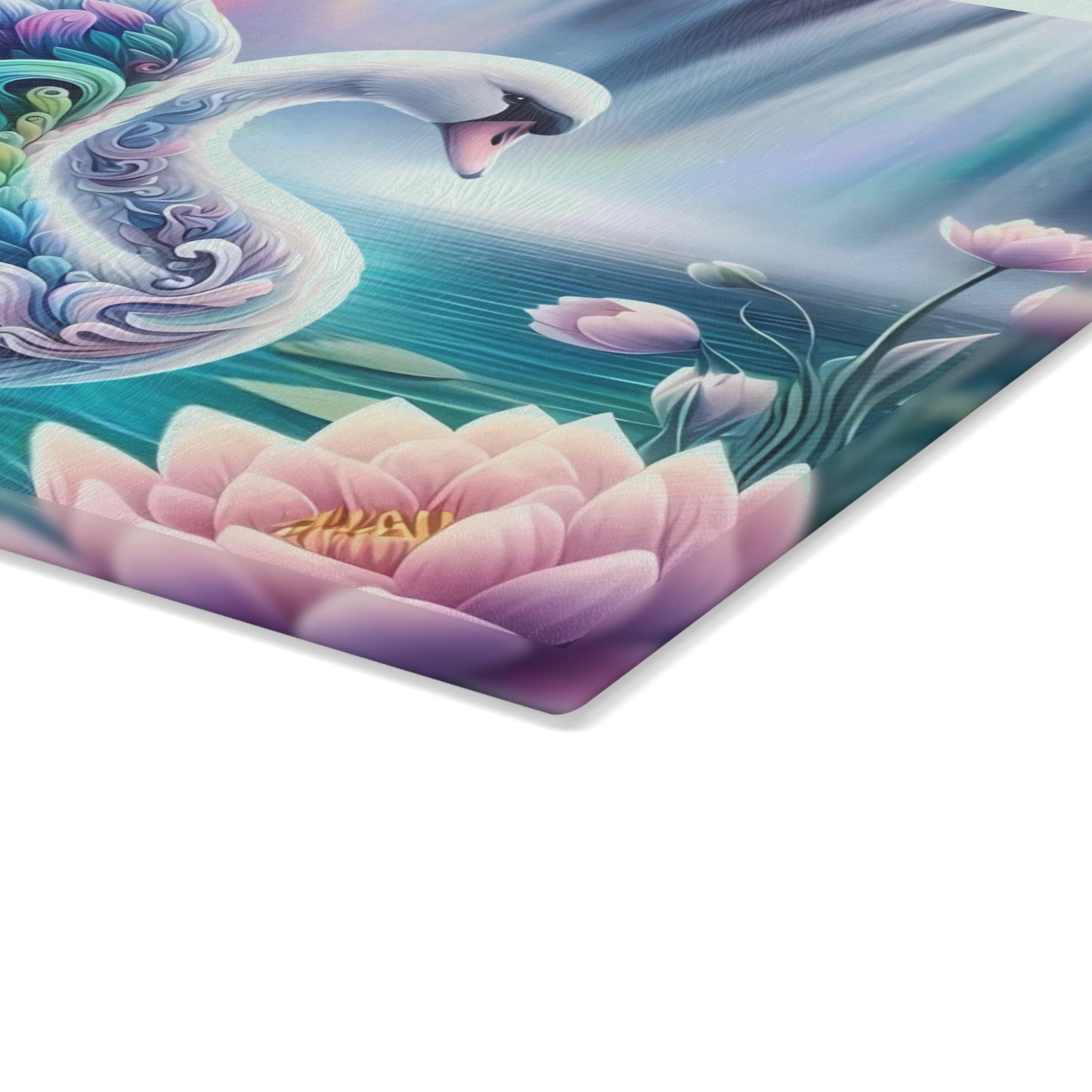 Tabla de cortar de vidrio con forma de cisne: elegante decoración de cocina | Tabla de servir de vidrio templado con un elegante diseño de pájaro