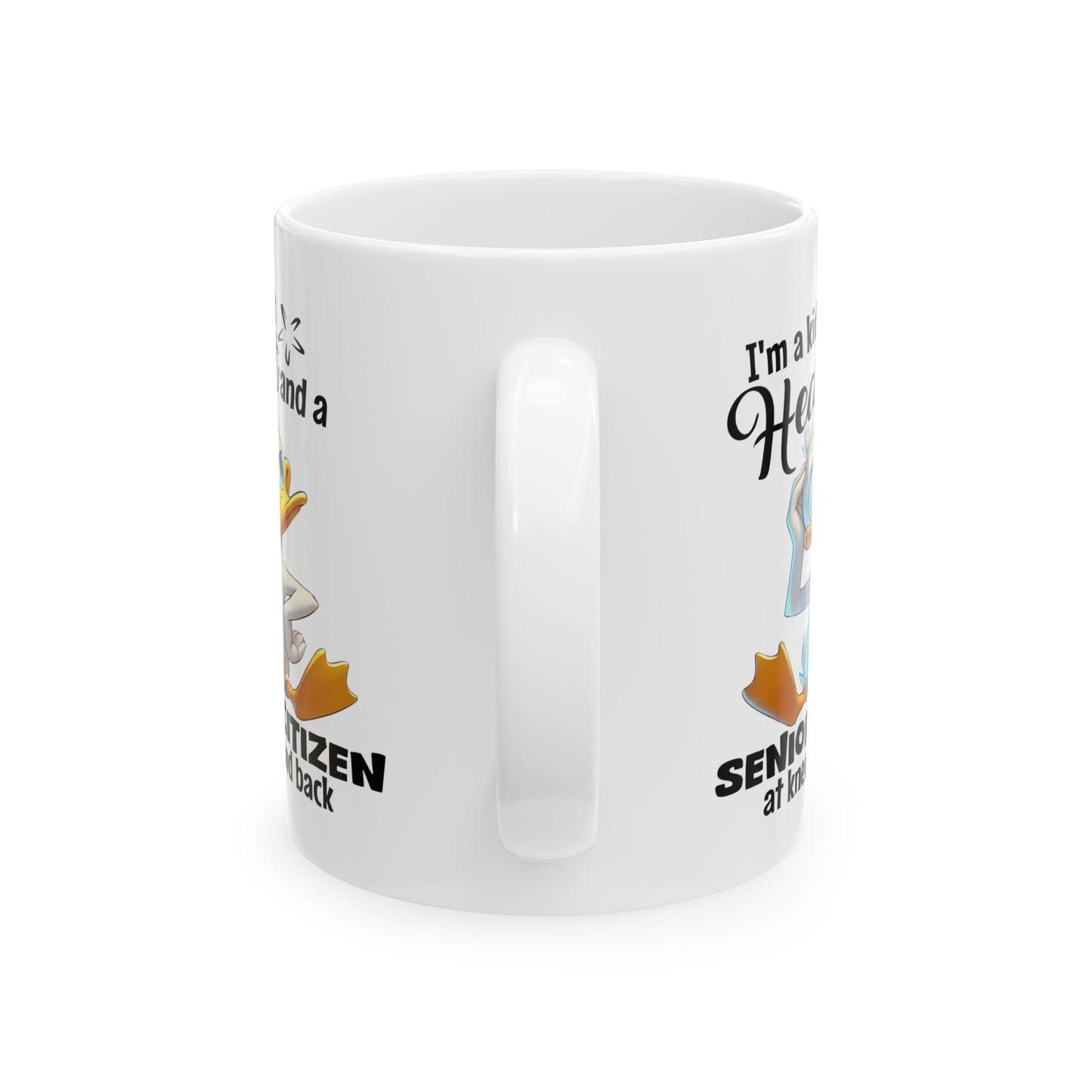 Taza de café divertida con forma de pato “Niño de corazón”: ¡humor para envejecer con gracia!