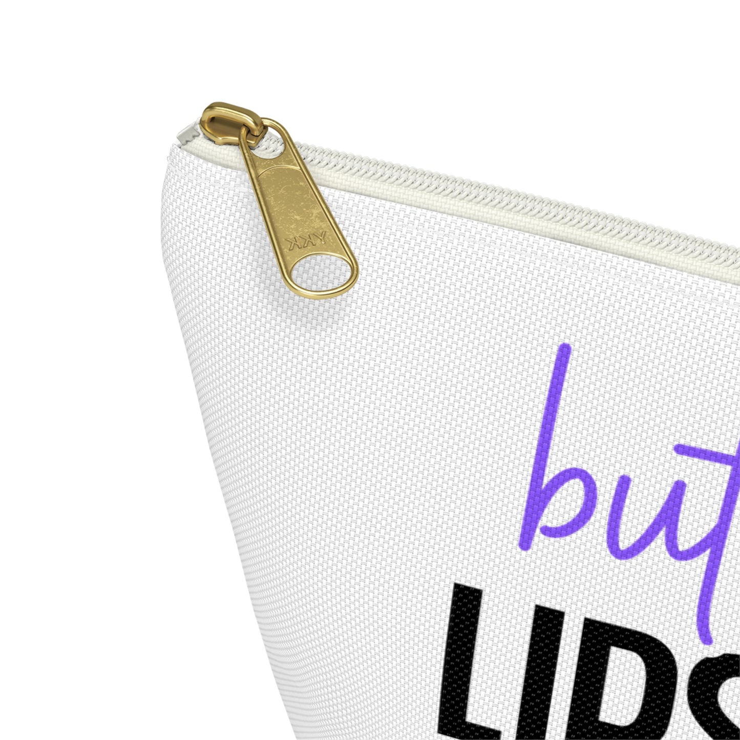 Accessory Pouch – "But First Lipstick" Purple Makeup Bag