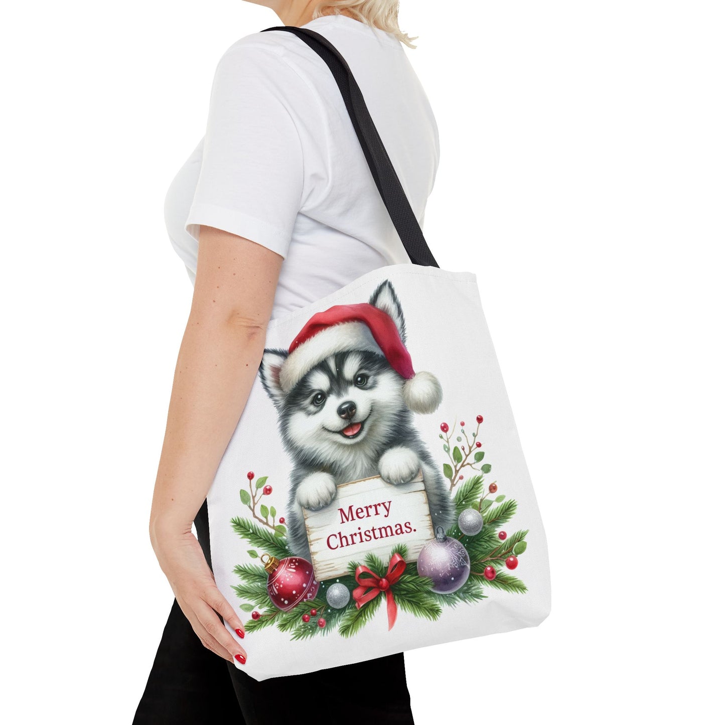 🎁 Husky “Merry Christmas” Tote Bag – Holiday Cuteness You Can Carry 🎄