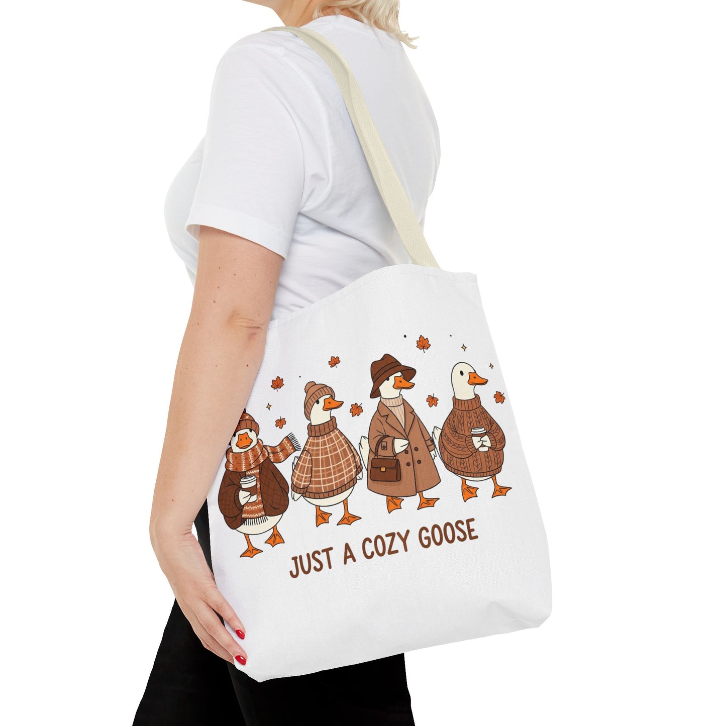 🪶 Just a Cozy Goose Tote Bag – Fall Fashion with Feathered Charm