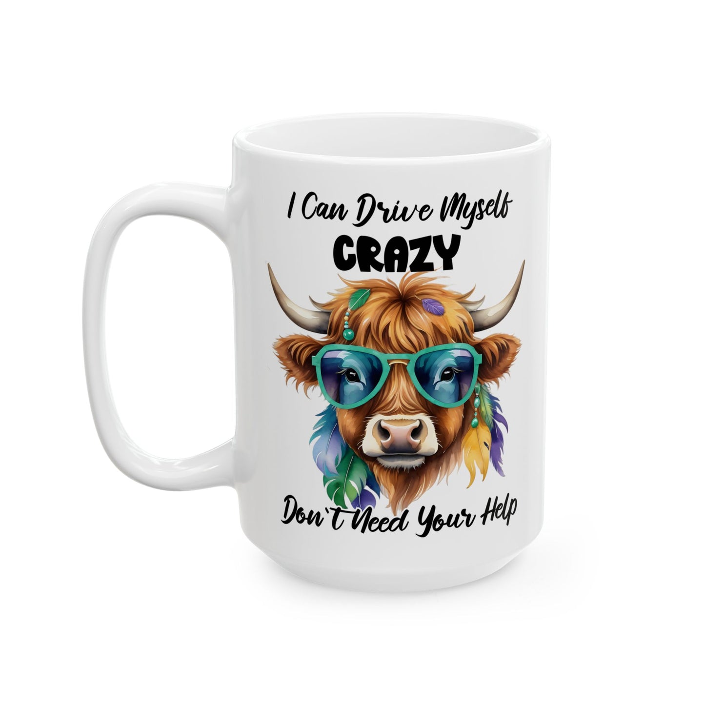 🐄 No necesito tu ayuda – Taza de café con una vaca de las Highlands atrevida 🕶️
