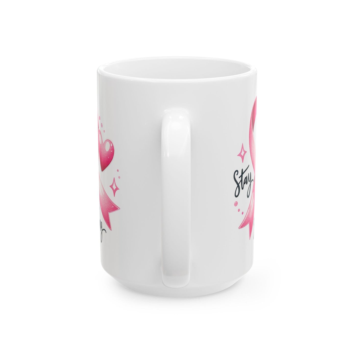 🎀 Stay Strong Pink Ribbon Mug – Inspirational Breast Cancer Awareness Coffee Cup