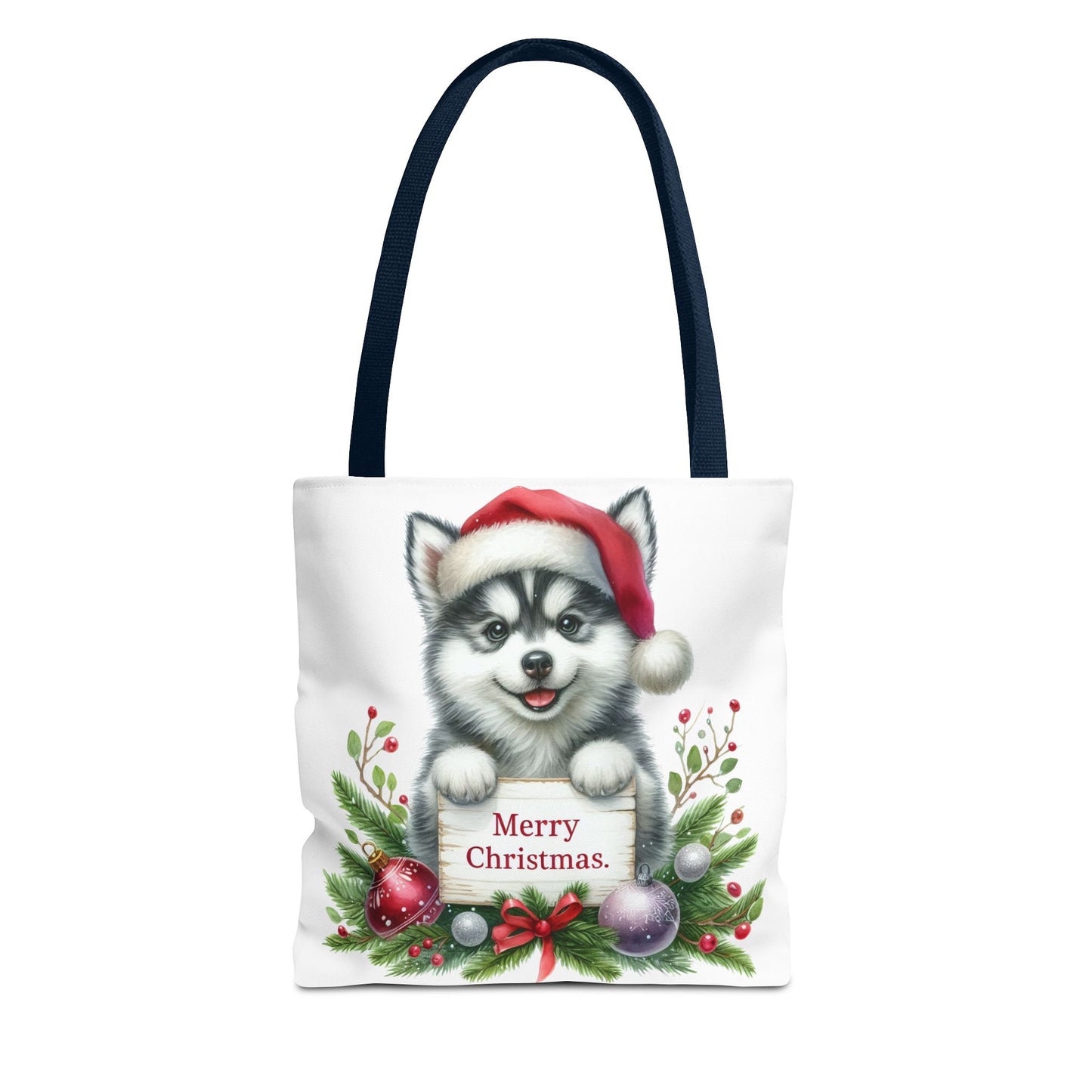 🎁 Husky “Merry Christmas” Tote Bag – Holiday Cuteness You Can Carry 🎄