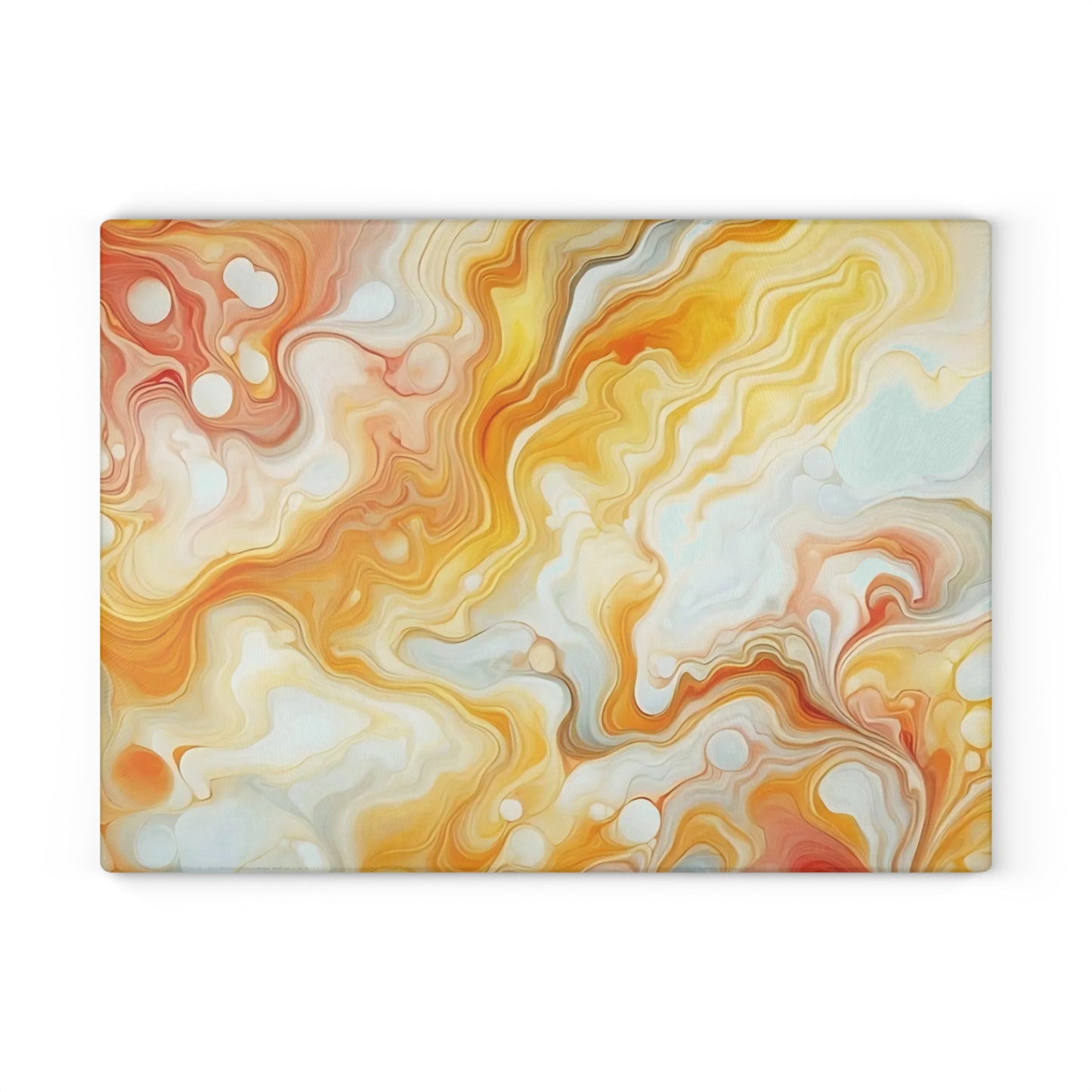 Tabla de cortar de vidrio templado con efecto mármol amarillo, gris y naranja: elegante decoración de cocina con aspecto de mármol, ideal para regalar y funcional.